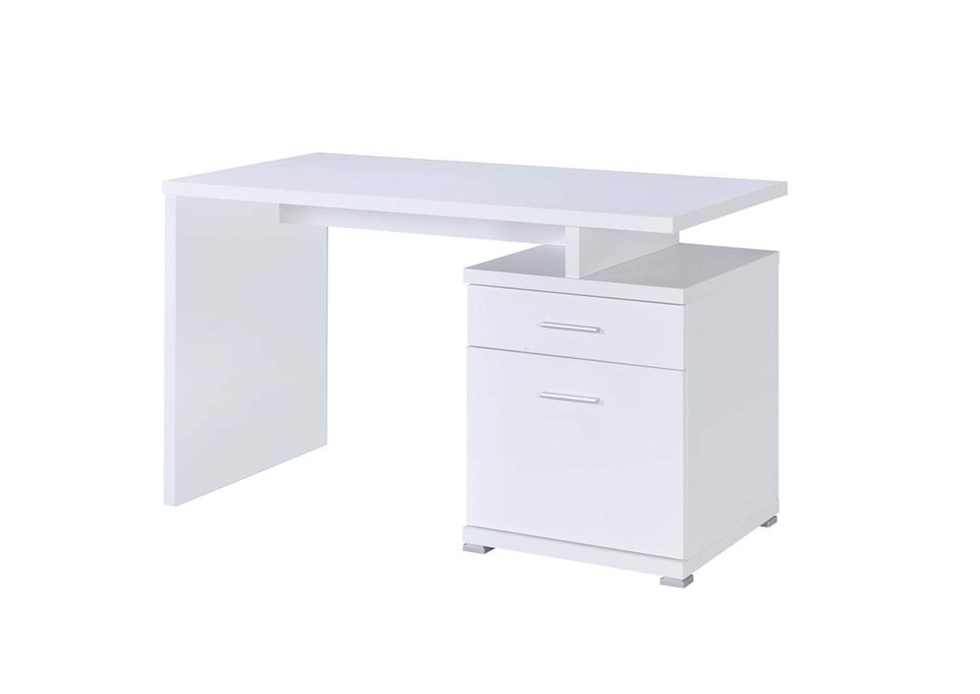 Irving 2-drawer Office Desk with Cabinet White,Coaster Furniture