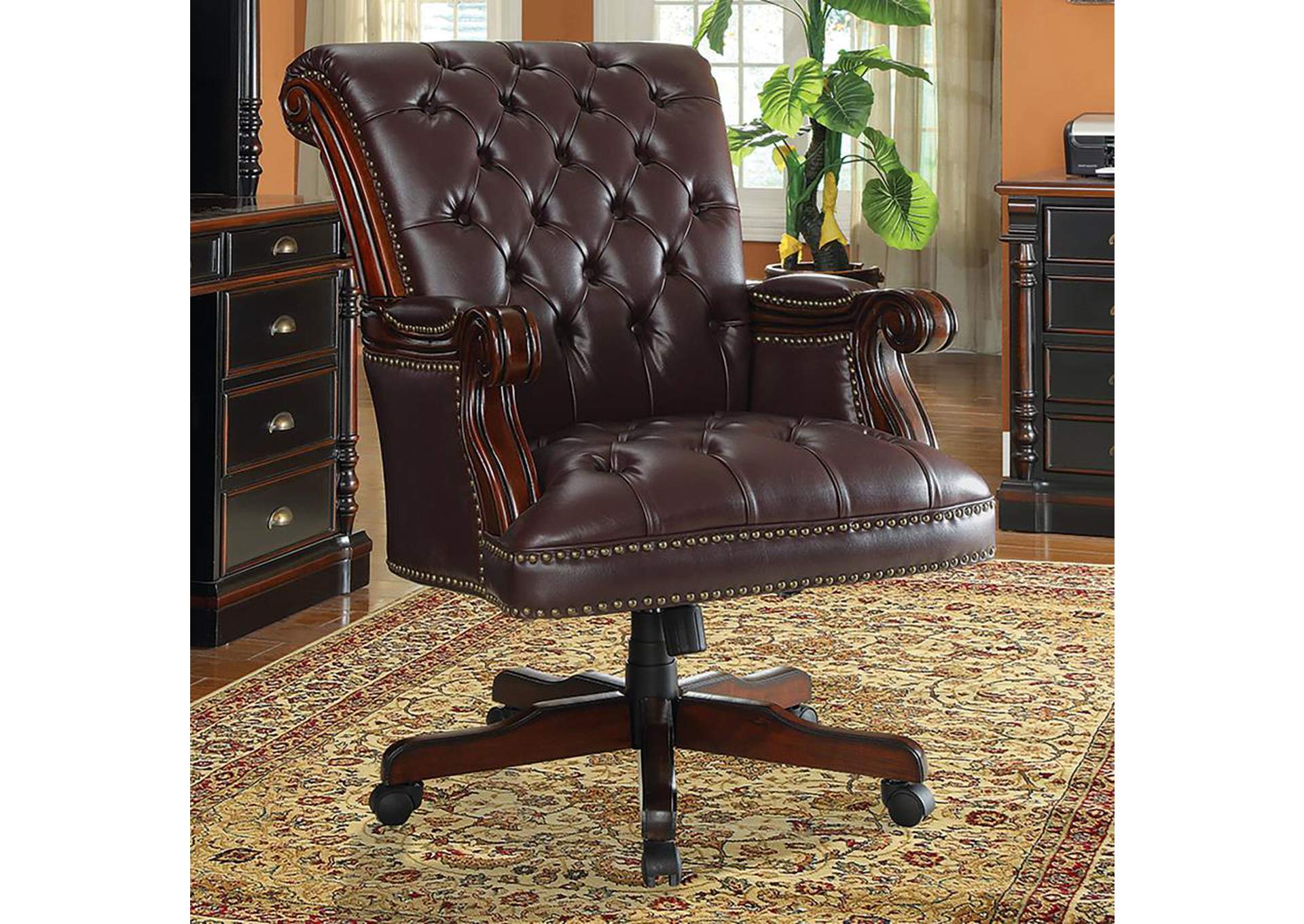 Tufted Adjustable Height Office Chair Dark Brown,Coaster Furniture
