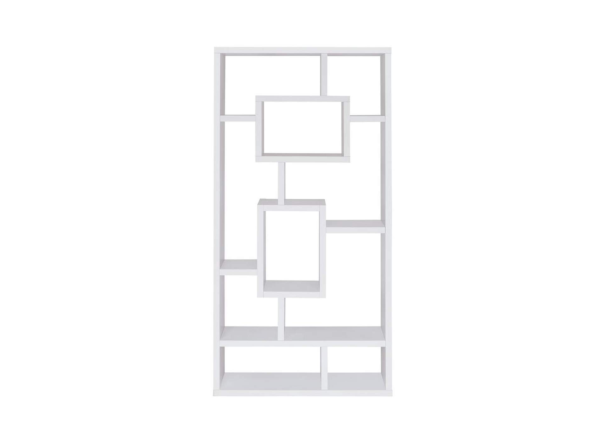 White Geometric Cube White Bookcase,Coaster Furniture