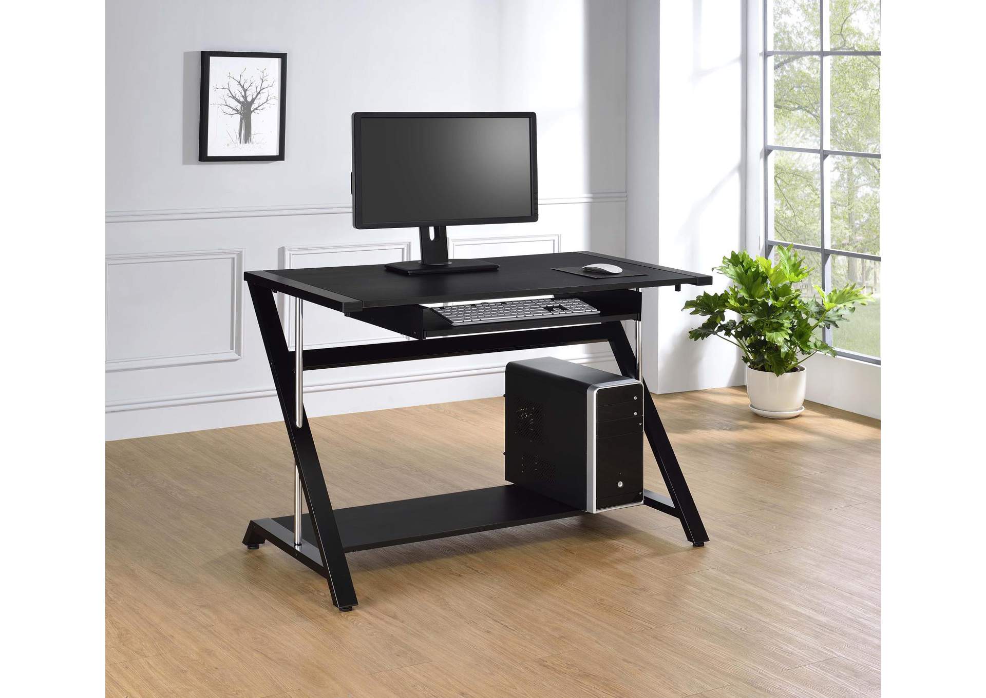 Black Contemporary Computer Desk,Coaster Furniture