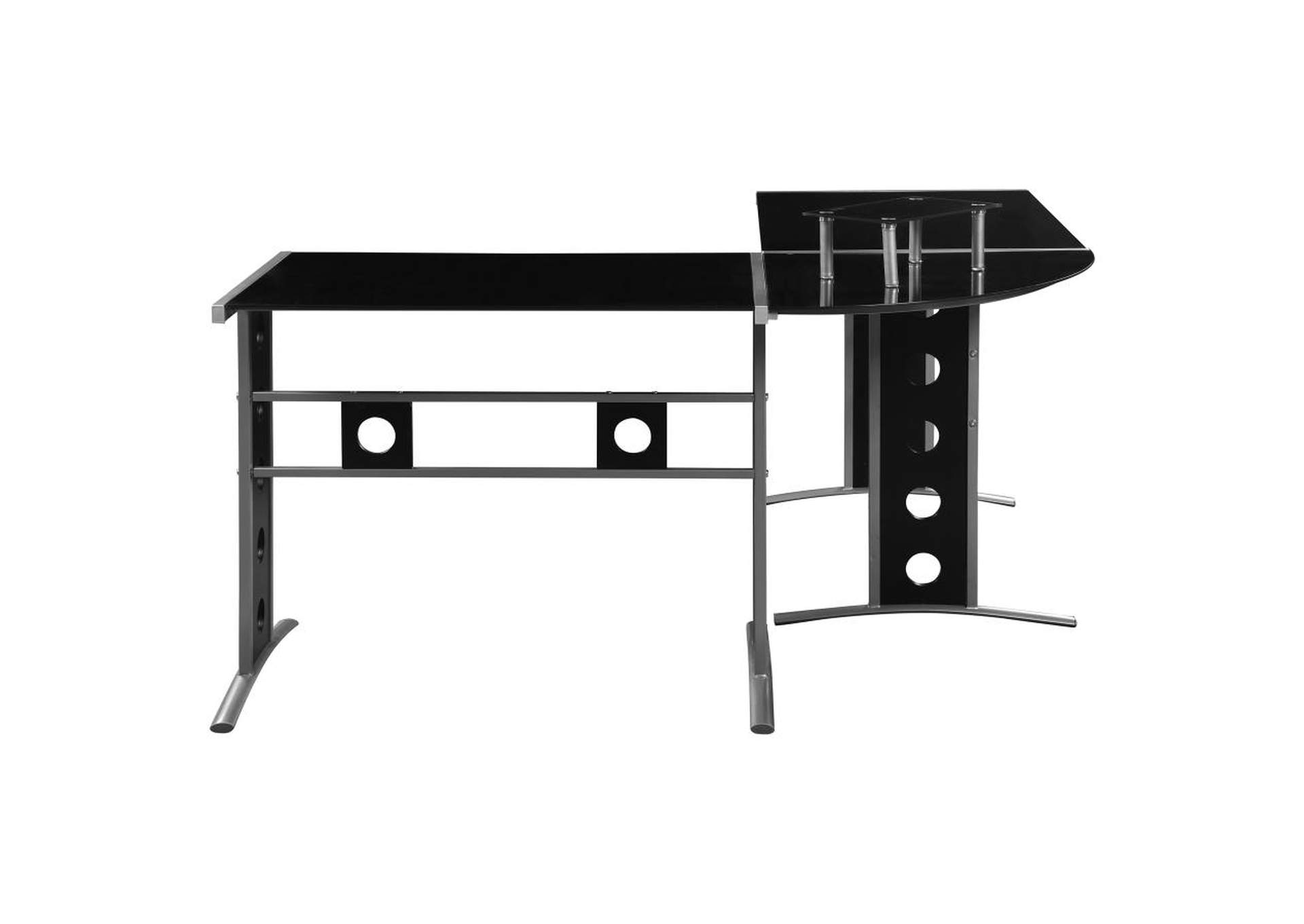 Keizer 3 - piece L - shape Office Desk Set Black and Silver,Coaster Furniture