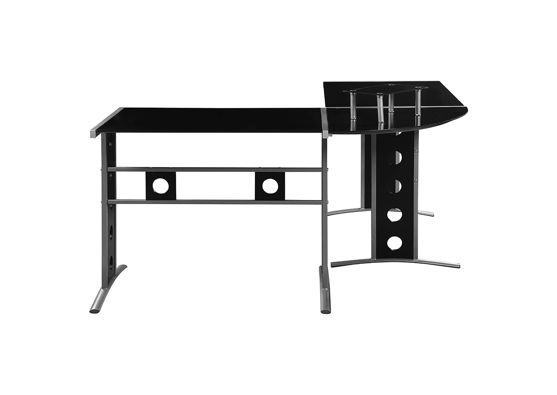 Keizer 3-piece L-shape Office Desk Set Black and Silver,Coaster Furniture