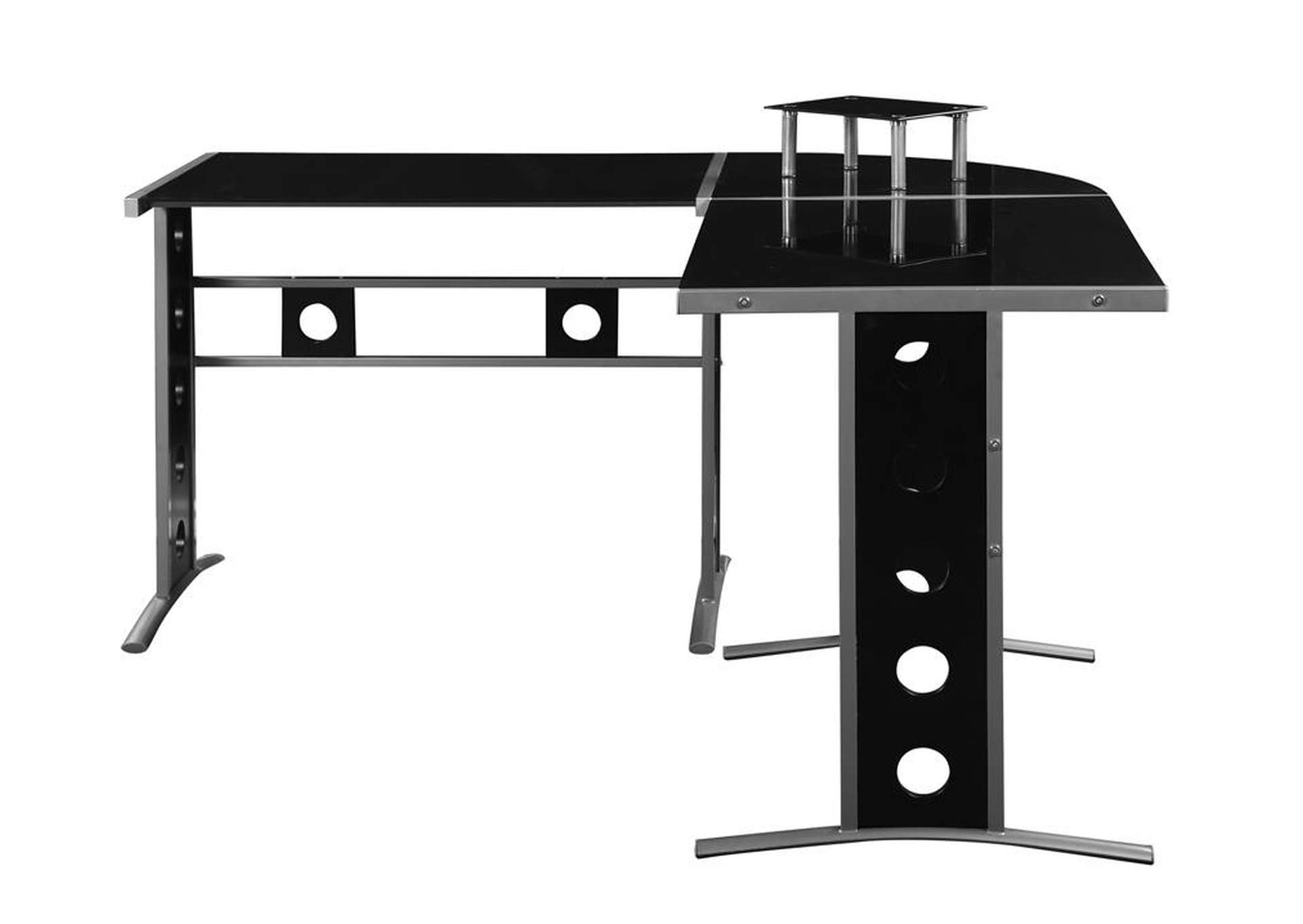 Black Casual Black and Silver Computer Desk,Coaster Furniture