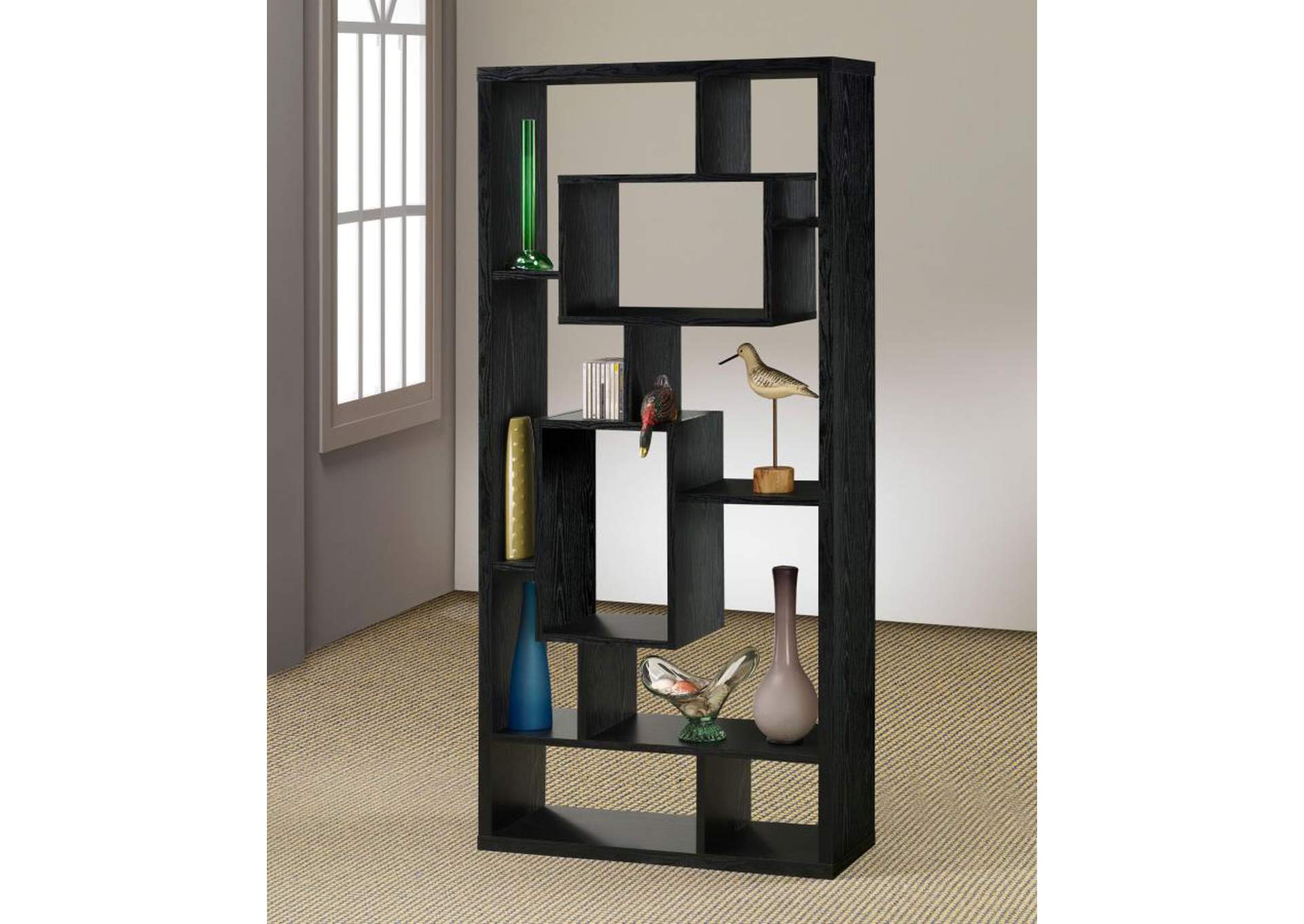 Linbrook 10-Shelf Bookcase Black Oak,Coaster Furniture