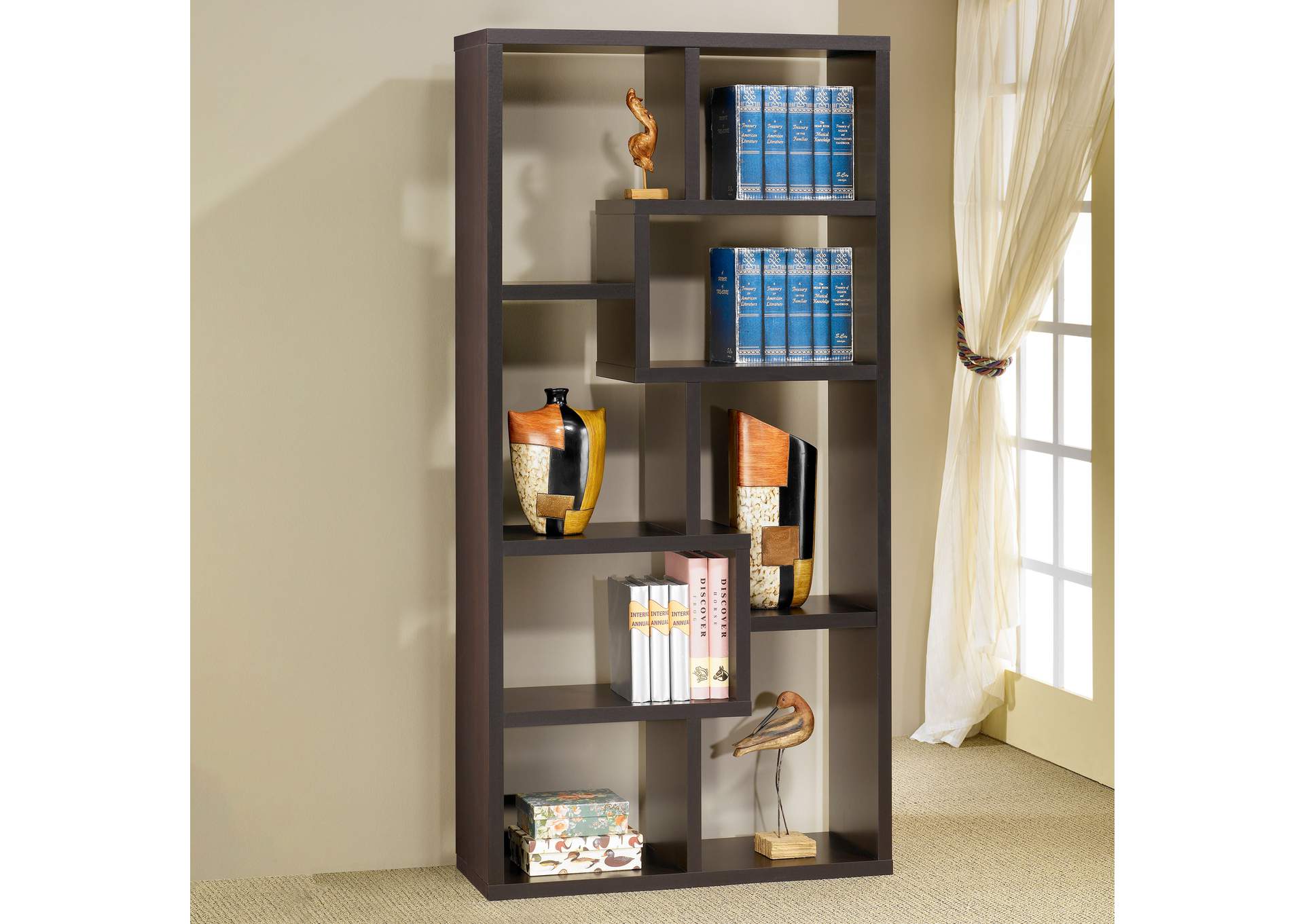 Theo 10-shelf Bookcase Cappuccino,Coaster Furniture