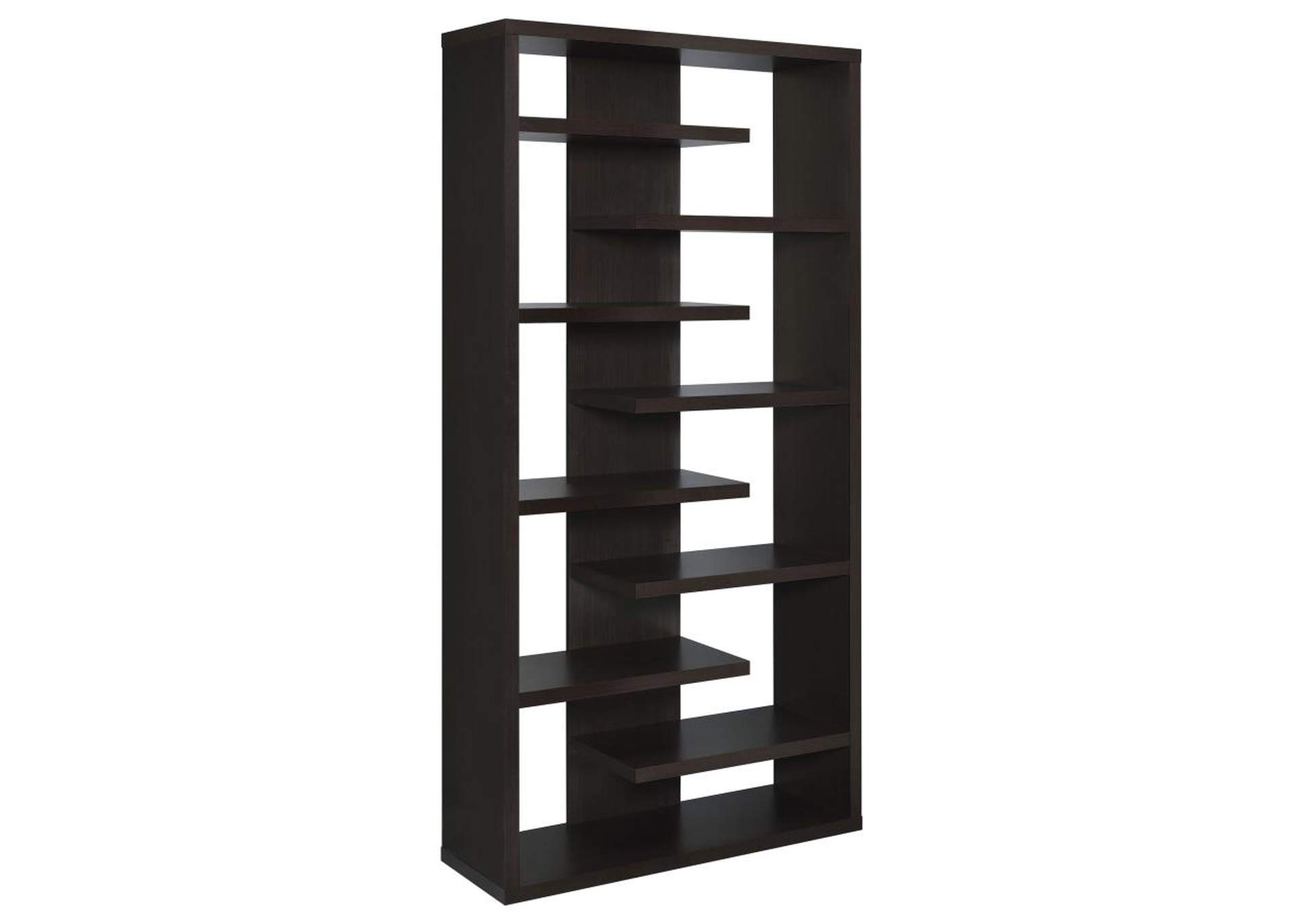 Bookcase with Staggered Floating Shelves Cappuccino,Coaster Furniture