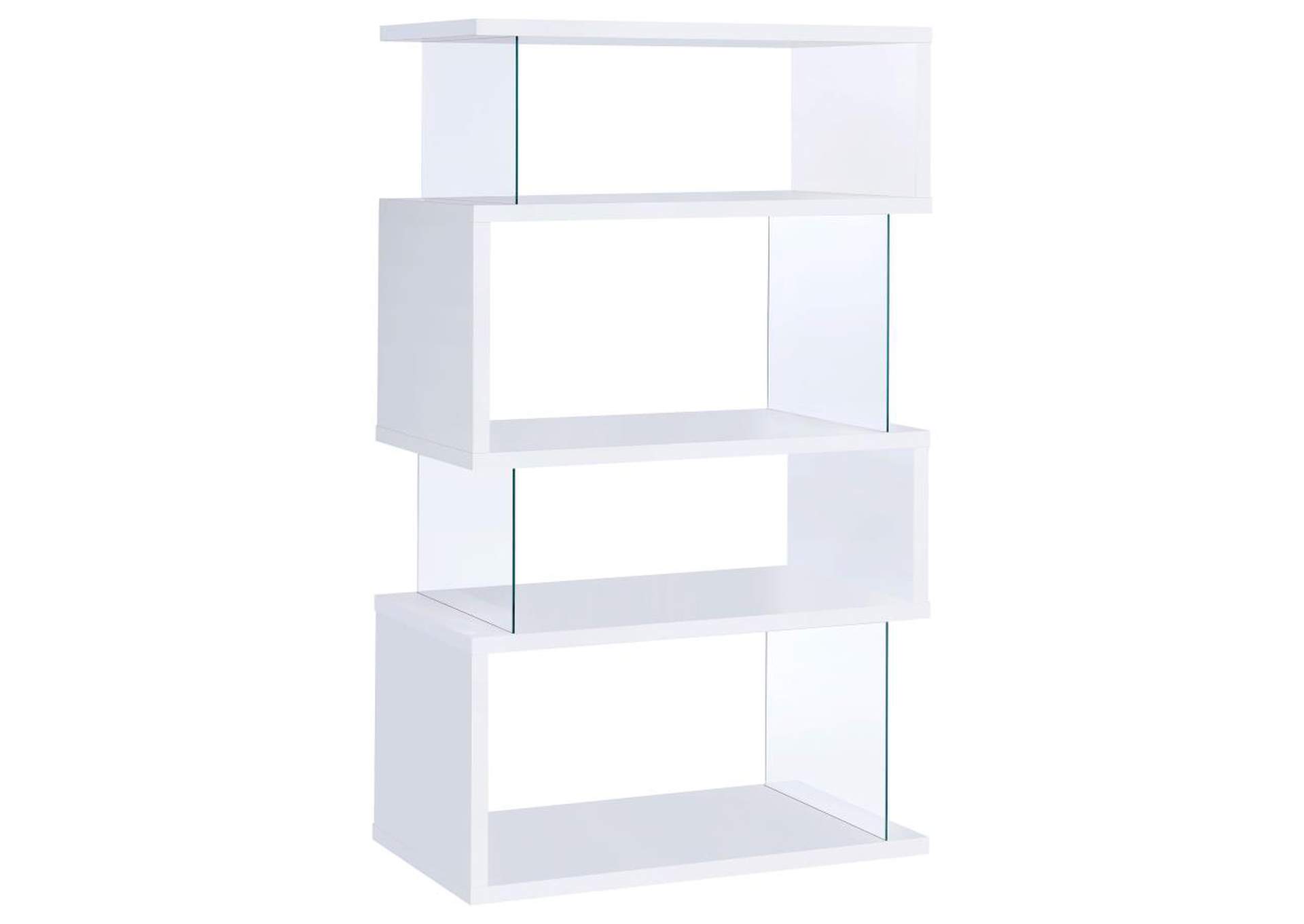 Emelle 4-Tier Bookcase White And Clear,Coaster Furniture