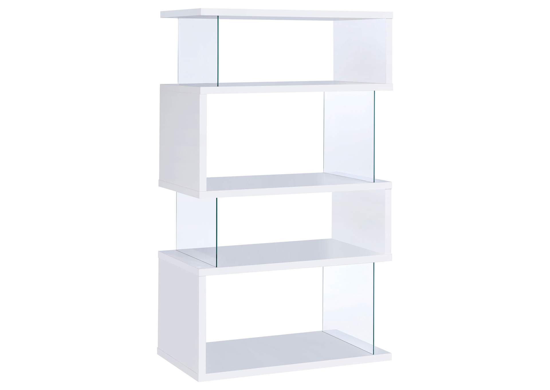 Emelle 4-tier Bookcase White and Clear,Coaster Furniture
