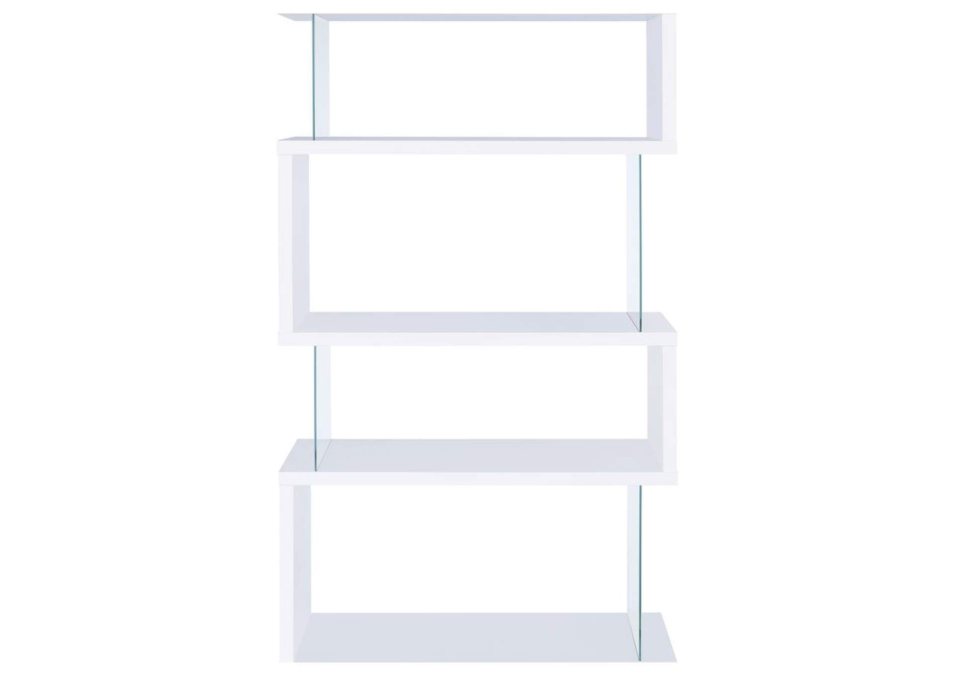 Emelle 4-Tier Bookcase White And Clear,Coaster Furniture
