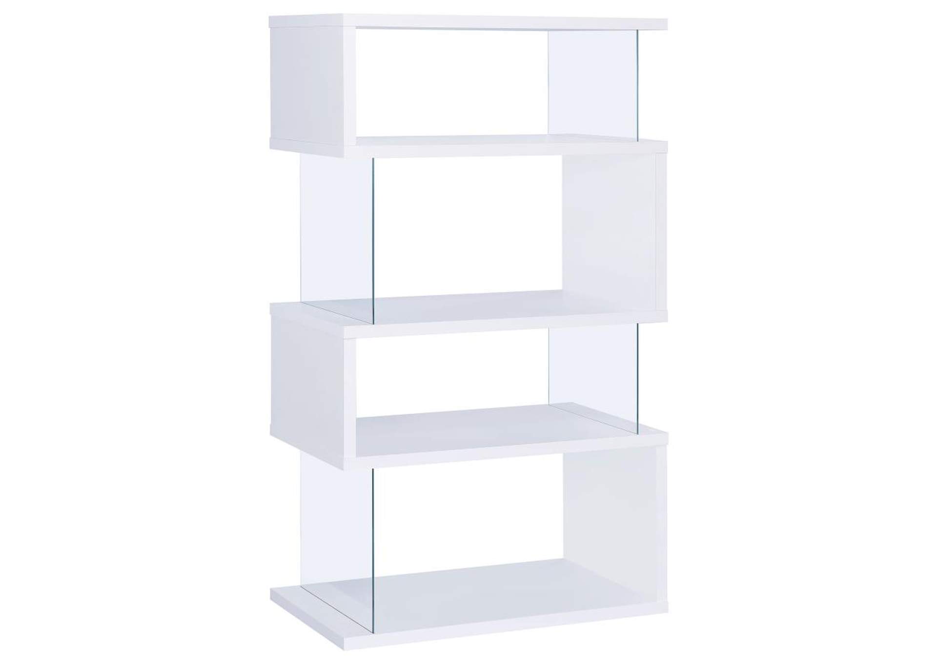 Emelle 4 - tier Bookcase White and Clear,Coaster Furniture