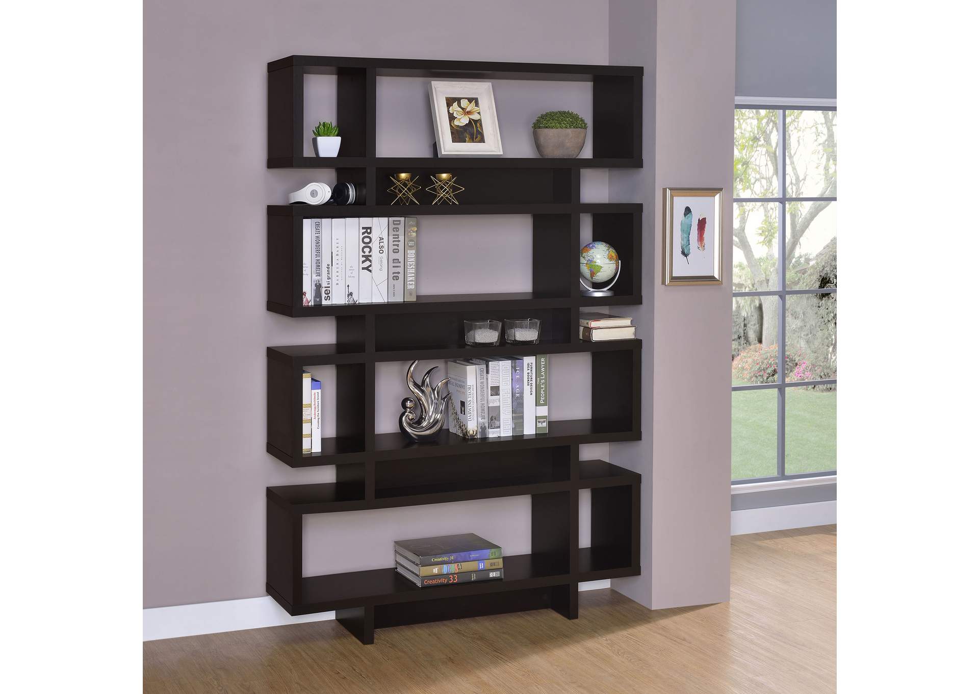 Reid 4-tier Open Back Bookcase Cappuccino,Coaster Furniture
