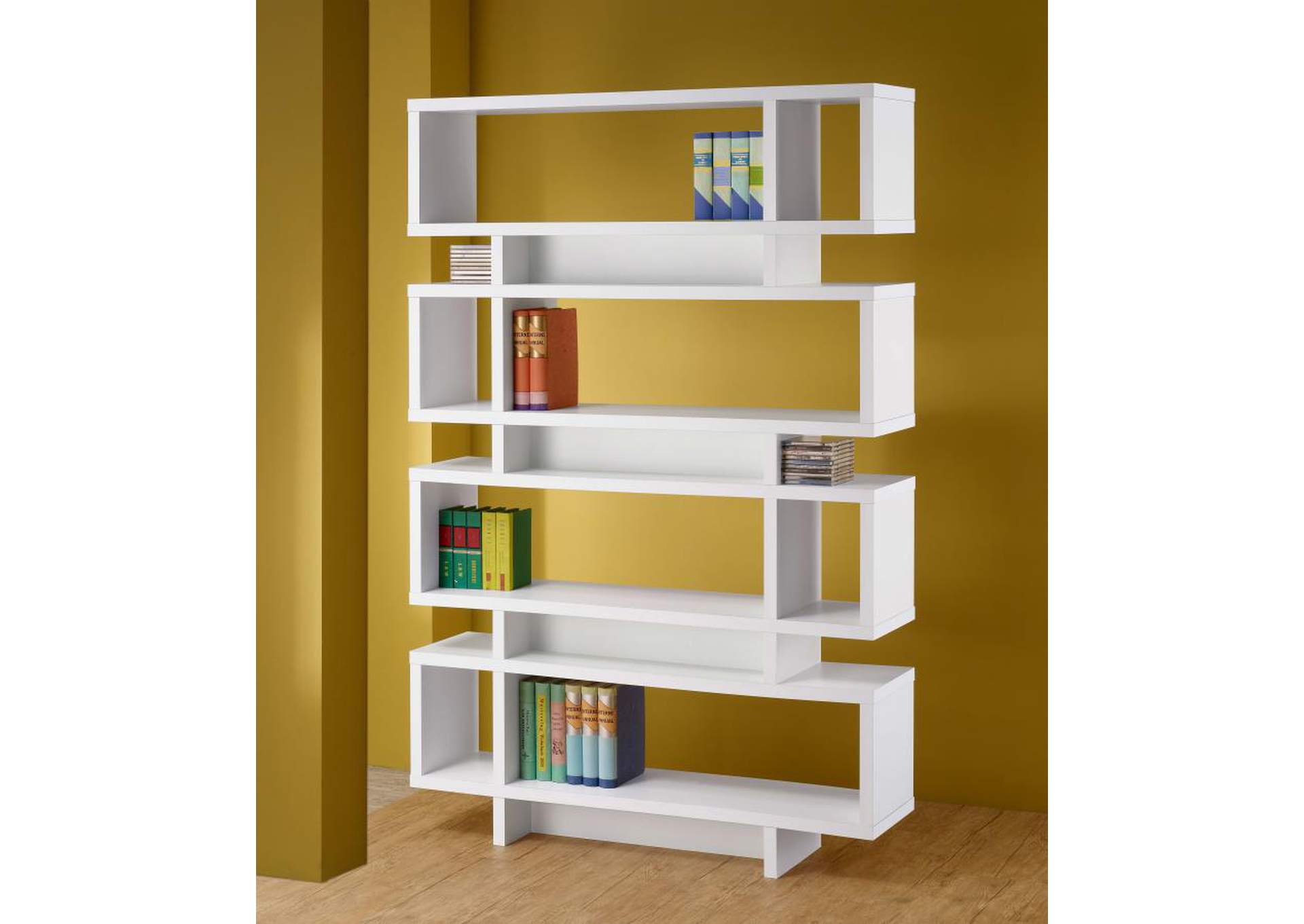 Reid 4 - tier Open Back Bookcase White,Coaster Furniture