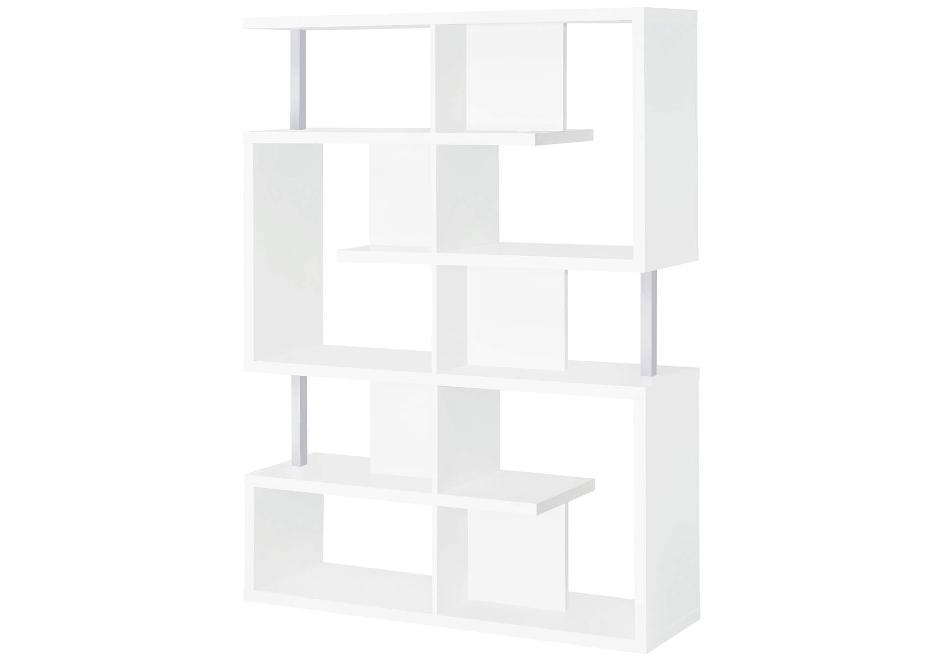 Hoover 5-tier Bookcase White and Chrome,Coaster Furniture
