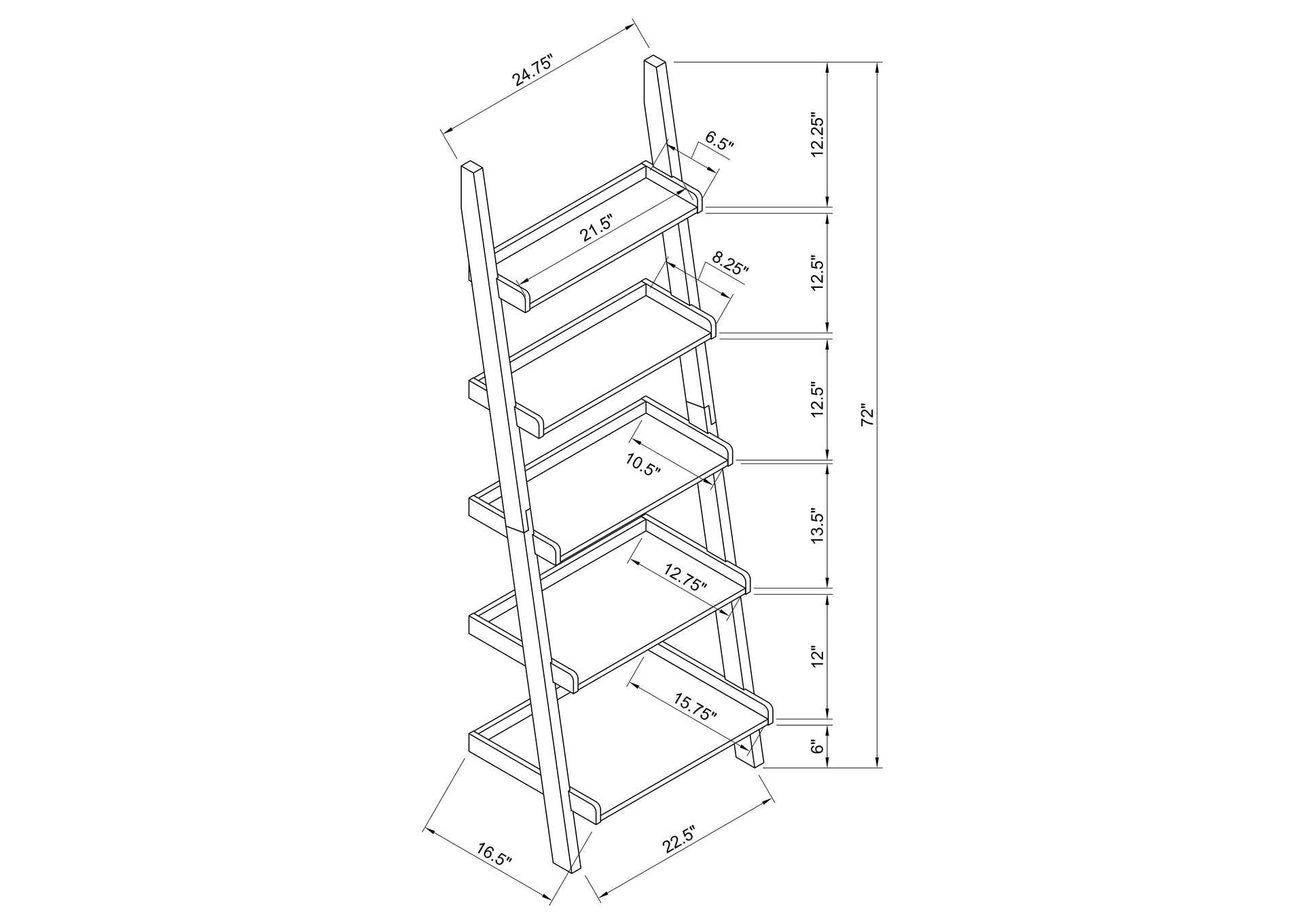 Colella 3-piece Storage Ladder Bookcase Set Cappuccino,Coaster Furniture