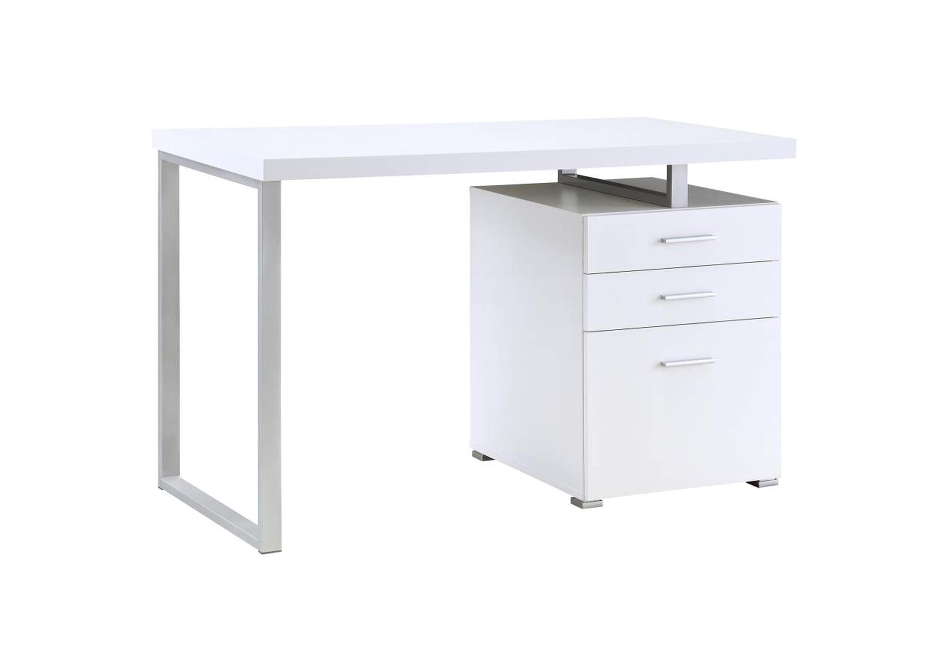 Brennan 3 - drawer Office Desk White,Coaster Furniture