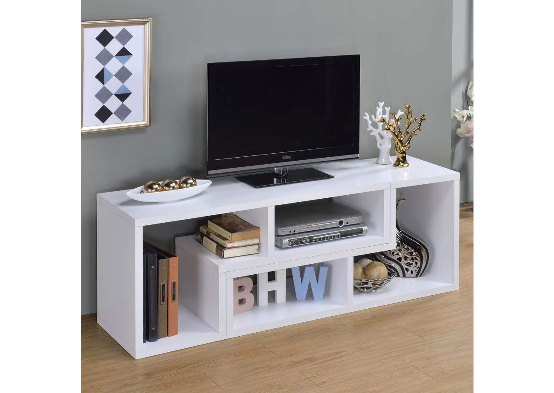 Velma Convertible Tv Console And Bookcase White,Coaster Furniture