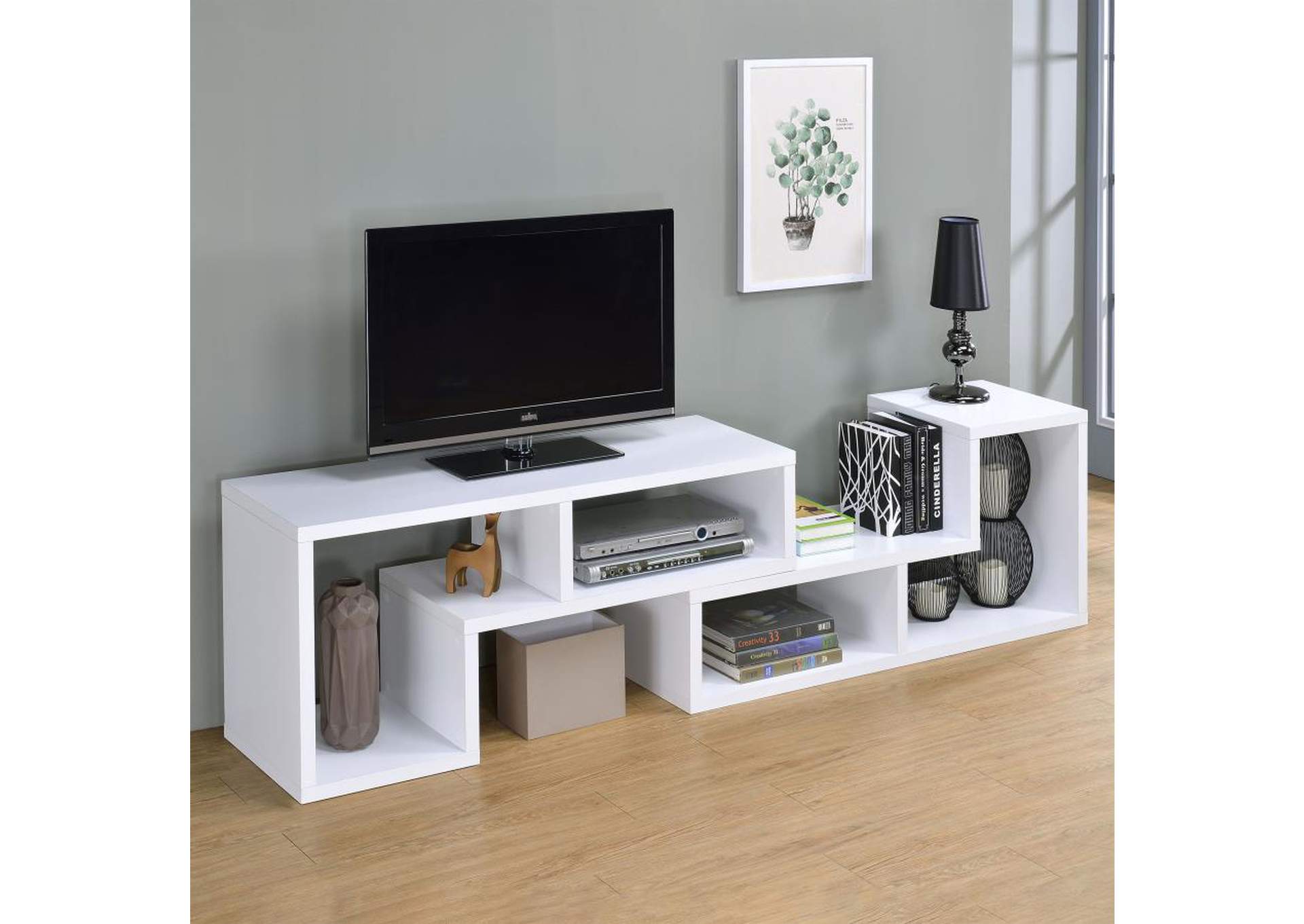 Velma Convertible Tv Console And Bookcase White,Coaster Furniture
