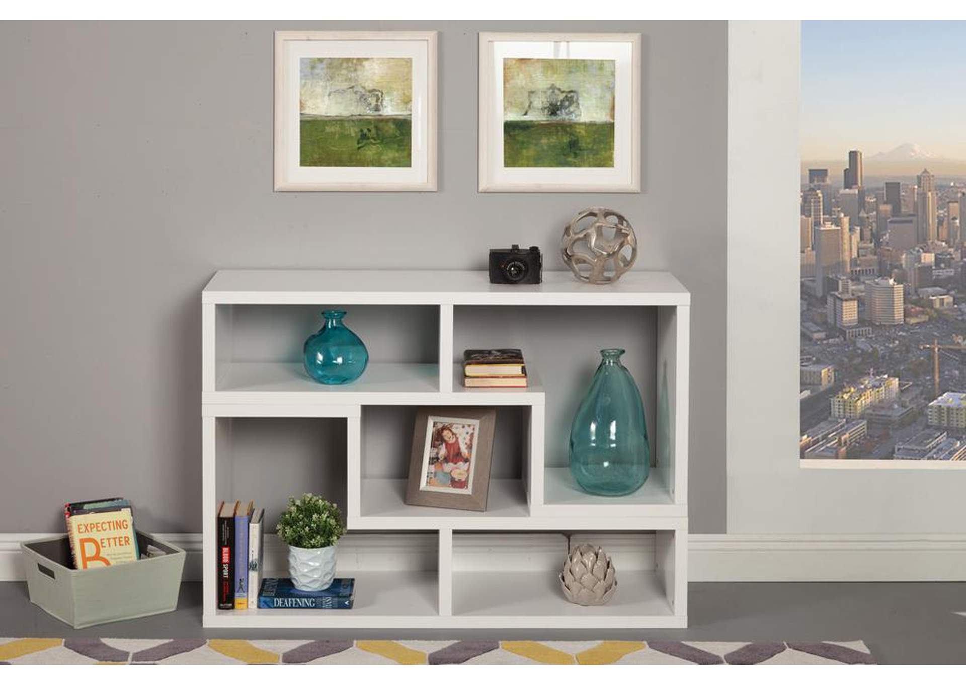 Velma Convertible TV Console and Bookcase White,Coaster Furniture