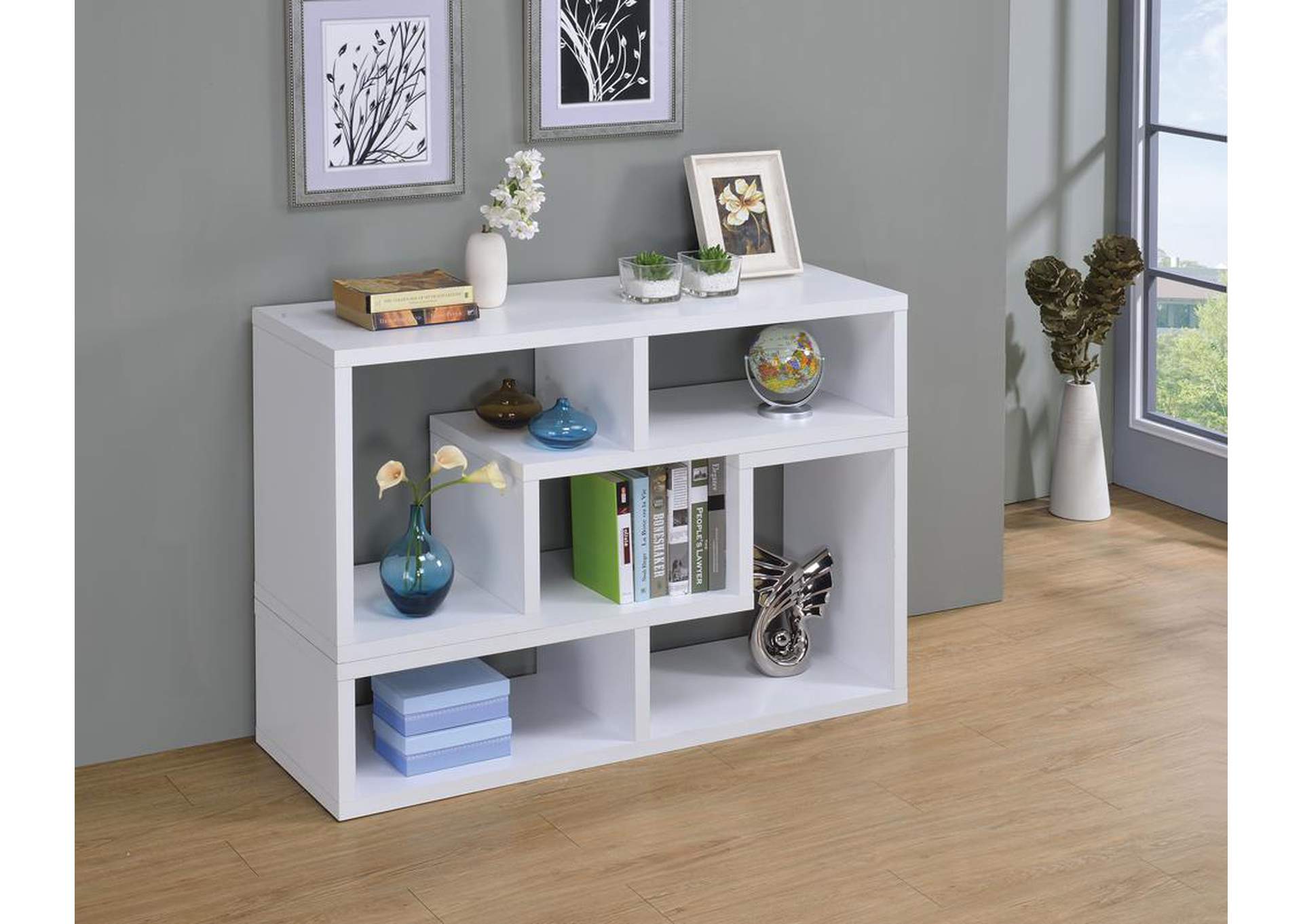 Velma Convertible TV Console and Bookcase White,Coaster Furniture