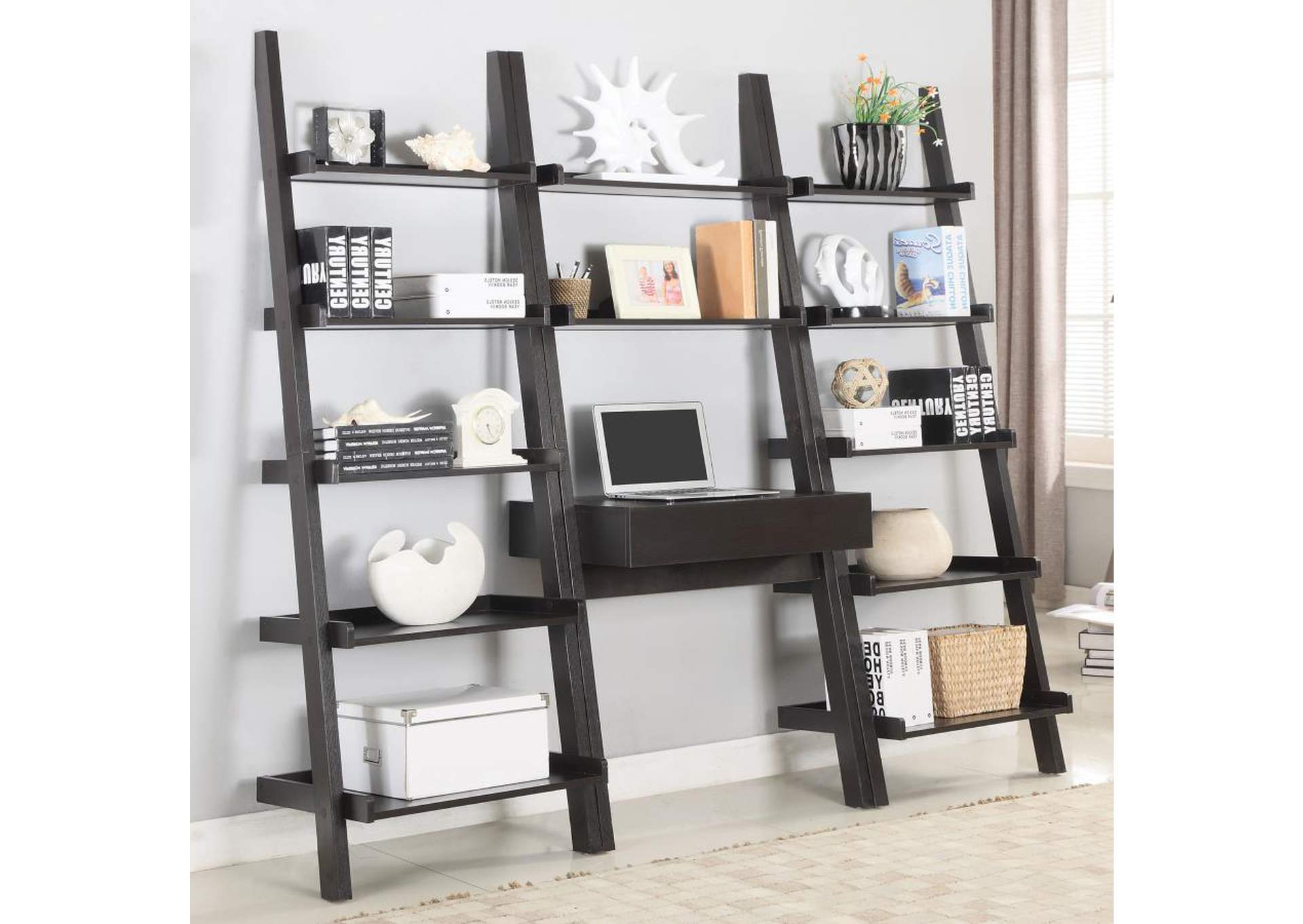 Bower 5-shelf Ladder Bookcase Cappuccino,Coaster Furniture