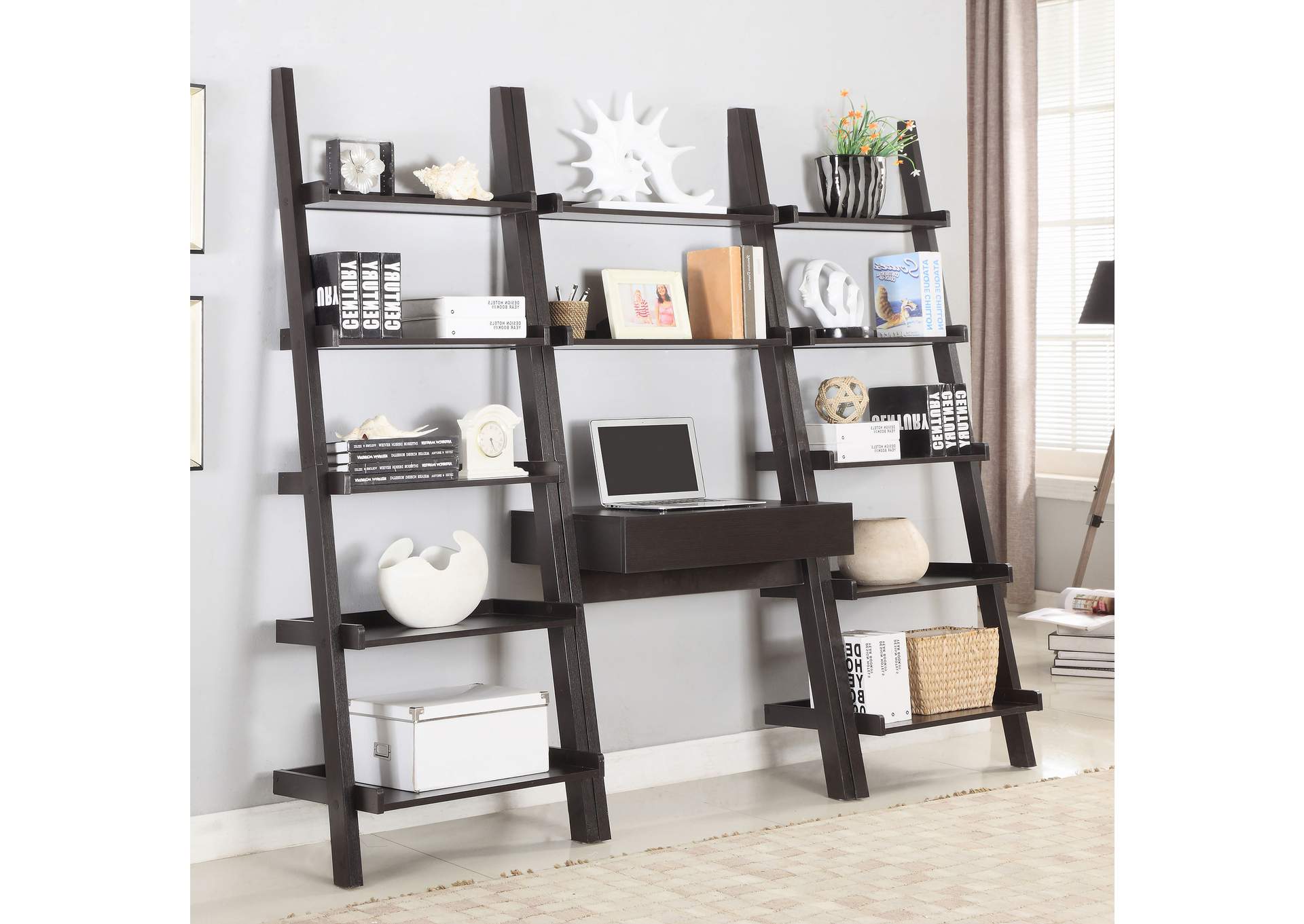 Colella 5-shelf Ladder Bookcase Cappuccino,Coaster Furniture