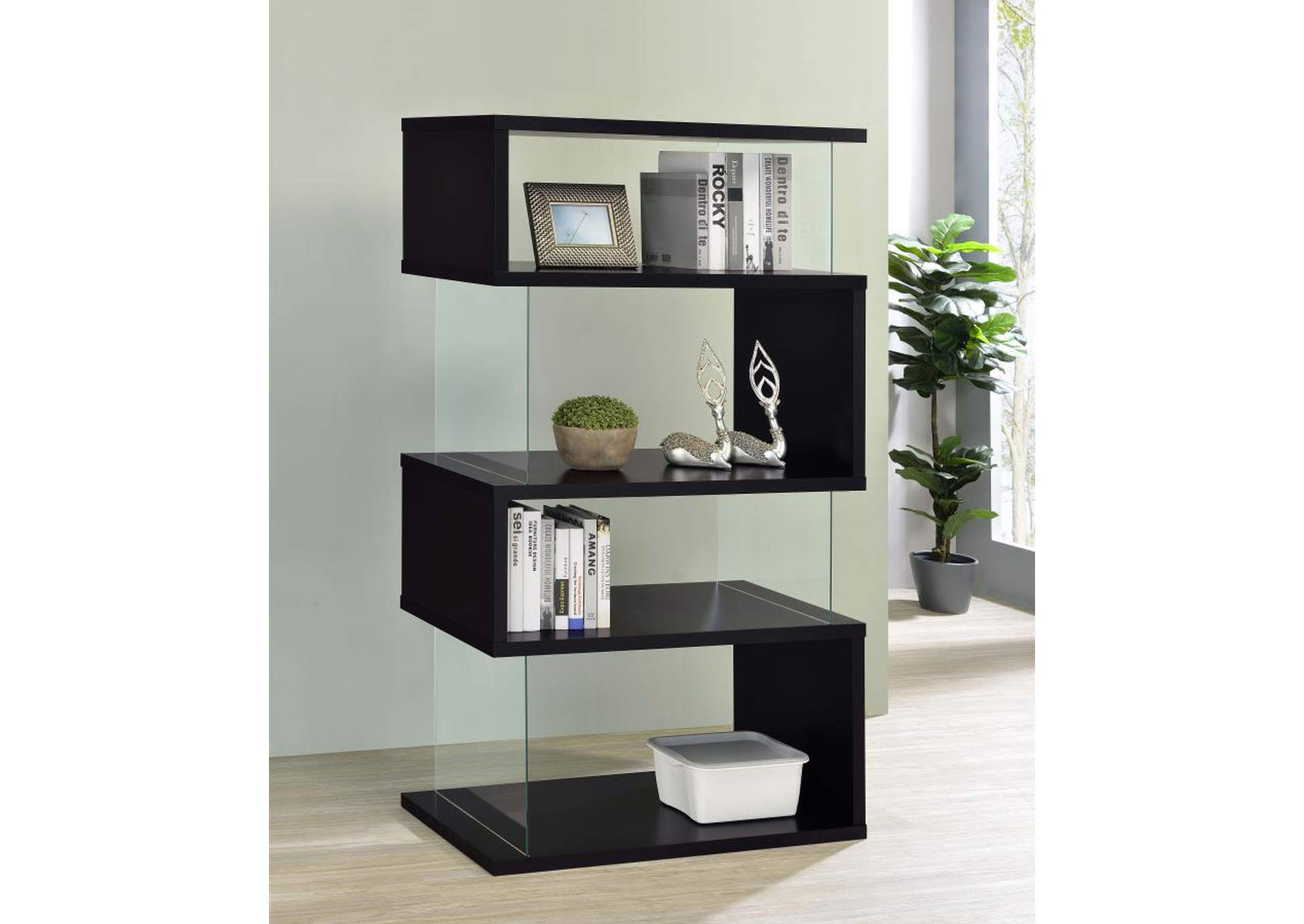 Emelle 4-Tier Bookcase Black And Clear,Coaster Furniture