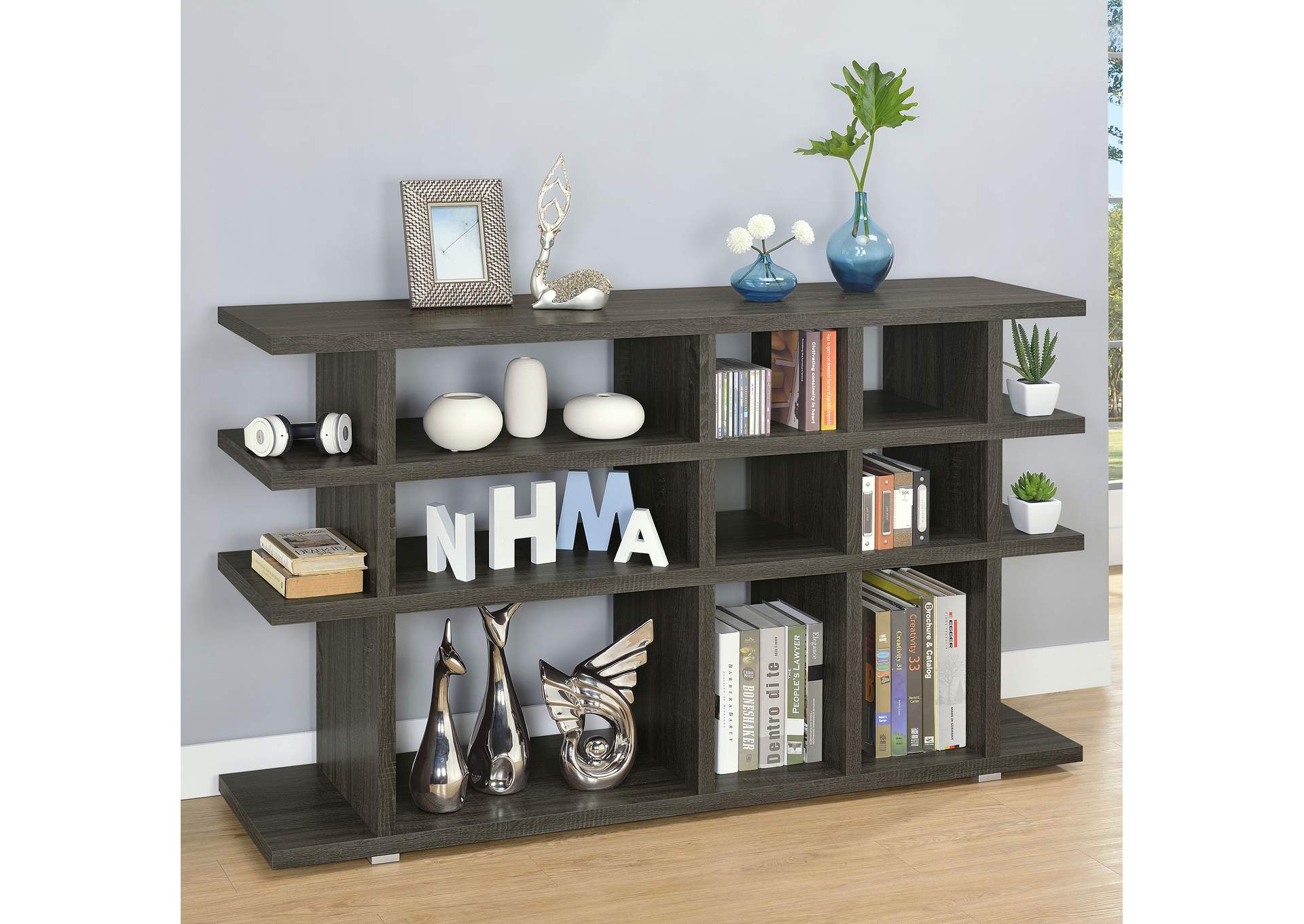 Santos 3-tier Bookcase Weathered Grey,Coaster Furniture