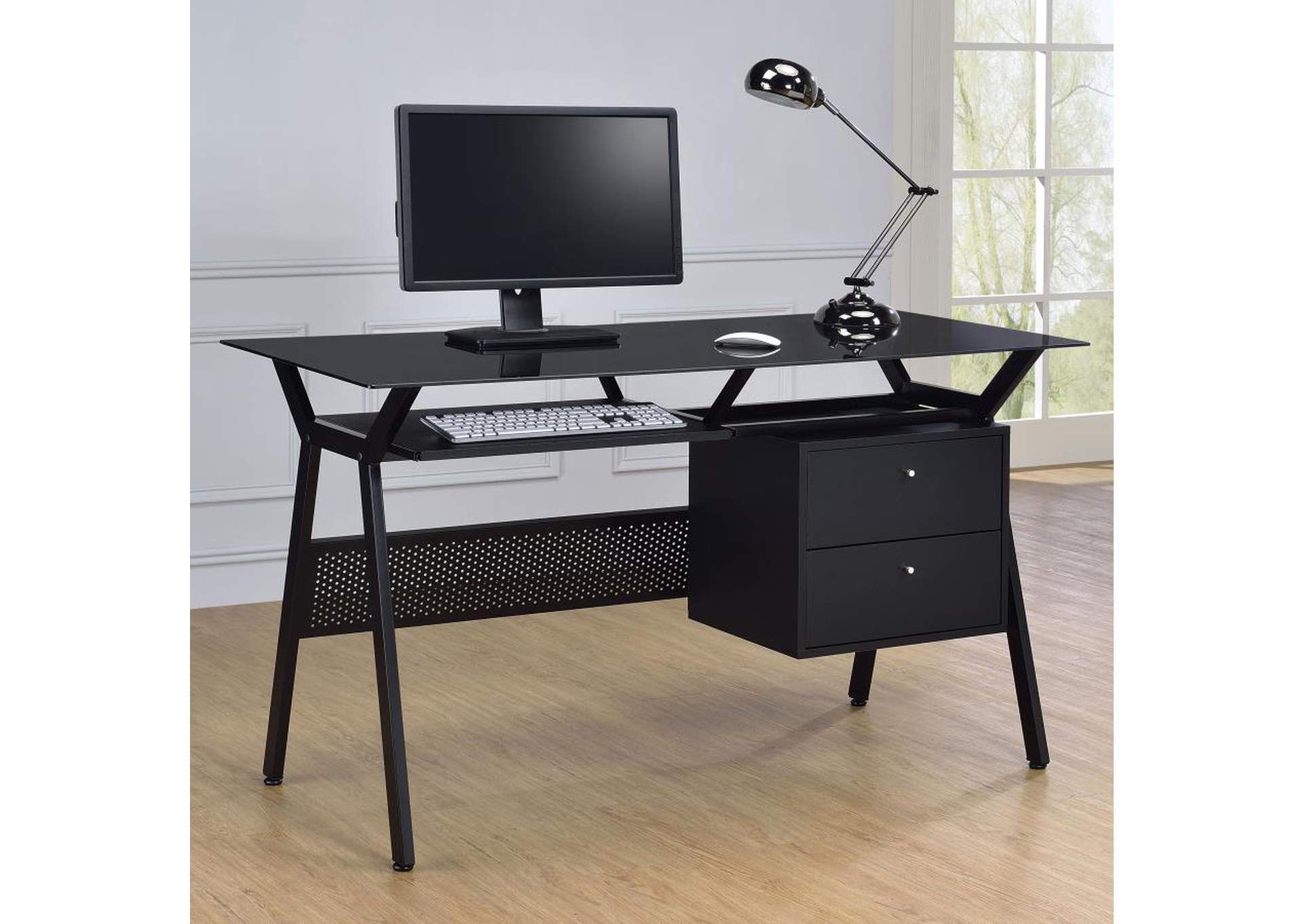 Weaving 2-Drawer Computer Desk Black,Coaster Furniture