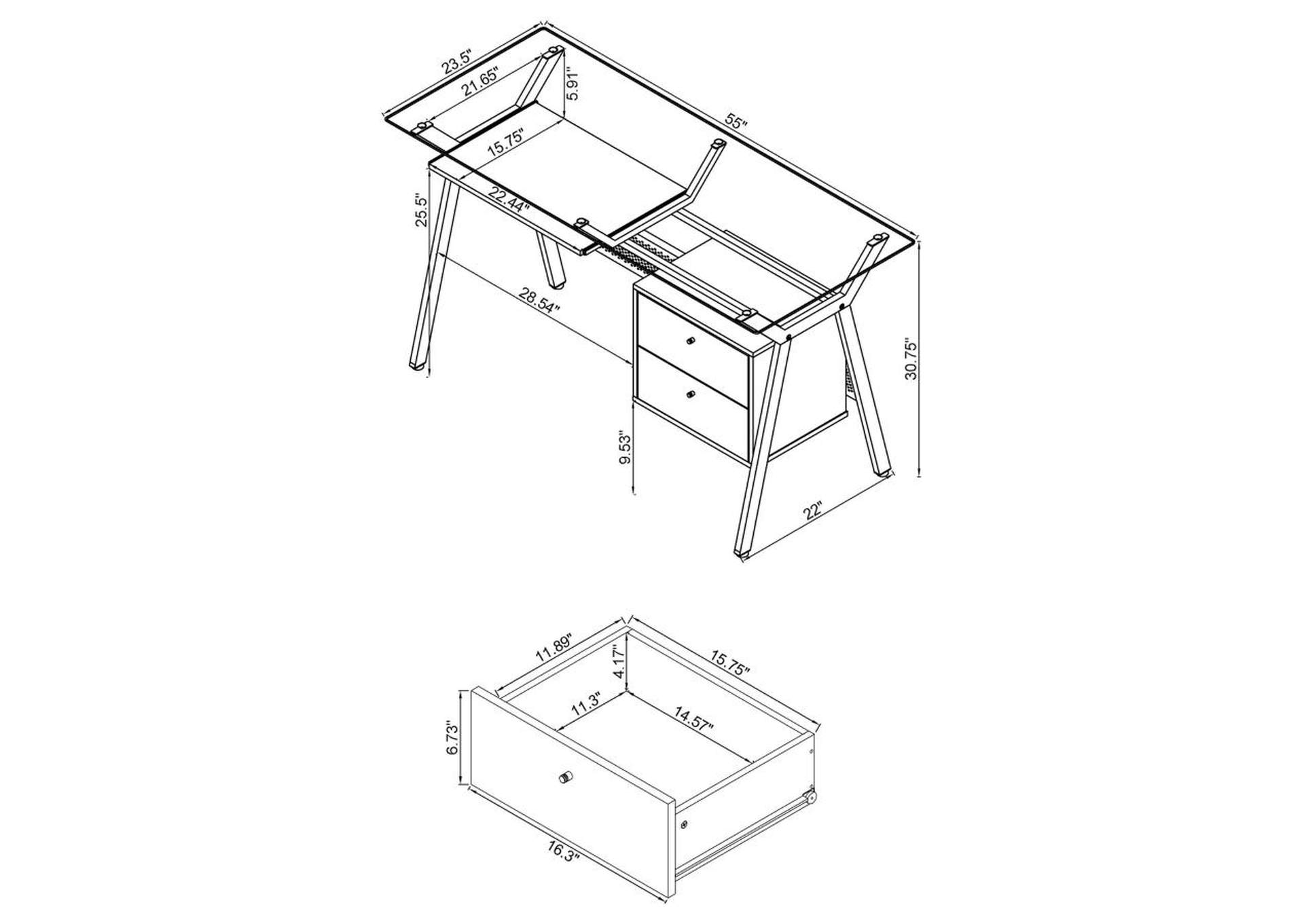 Weaving 2 - drawer Computer Desk Black,Coaster Furniture