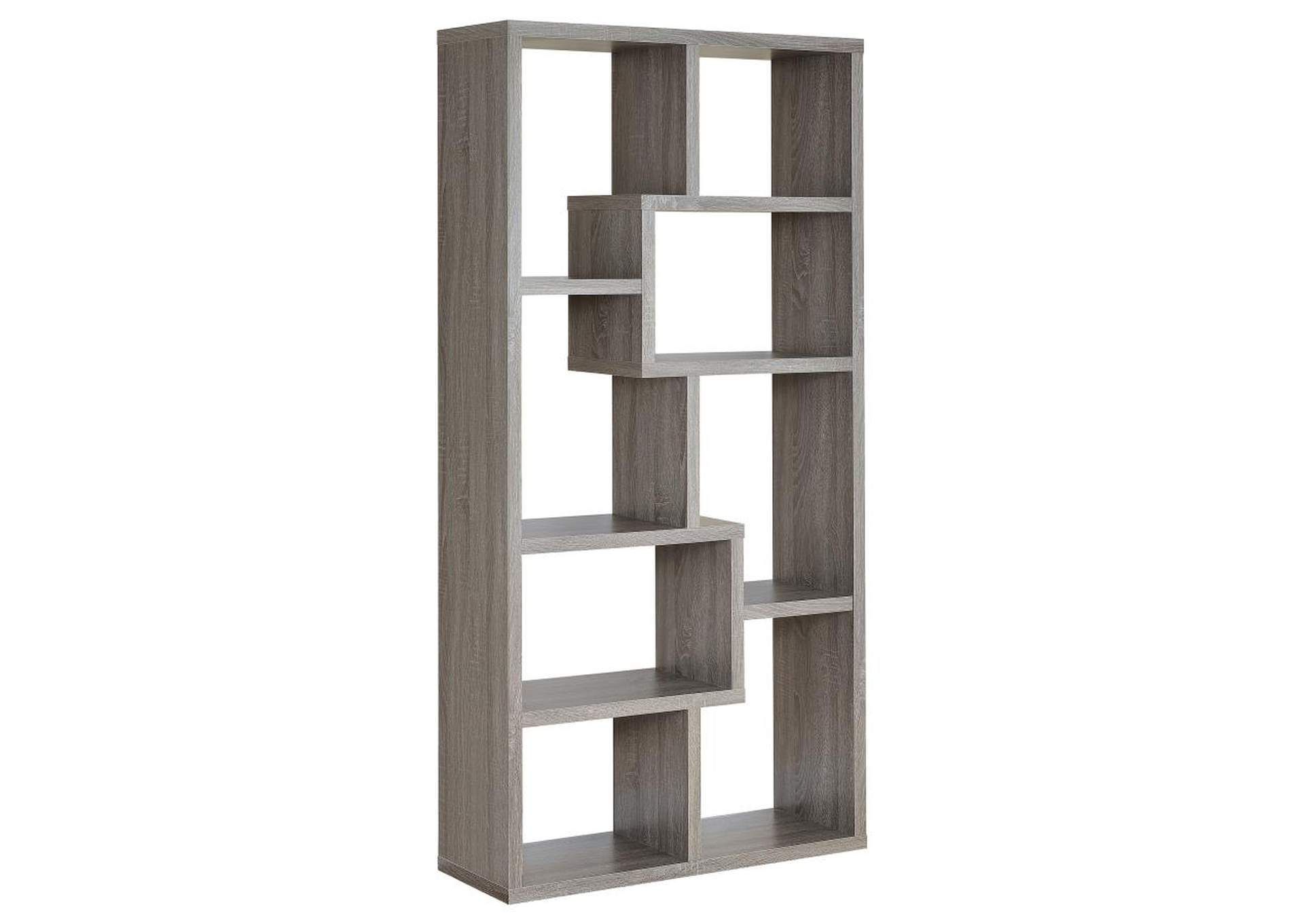 Theo 10-Shelf Bookcase Weathered Grey,Coaster Furniture