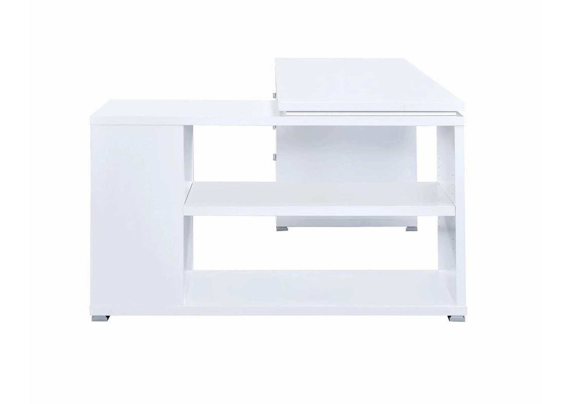 Yvette L-shape Office Desk White,Coaster Furniture