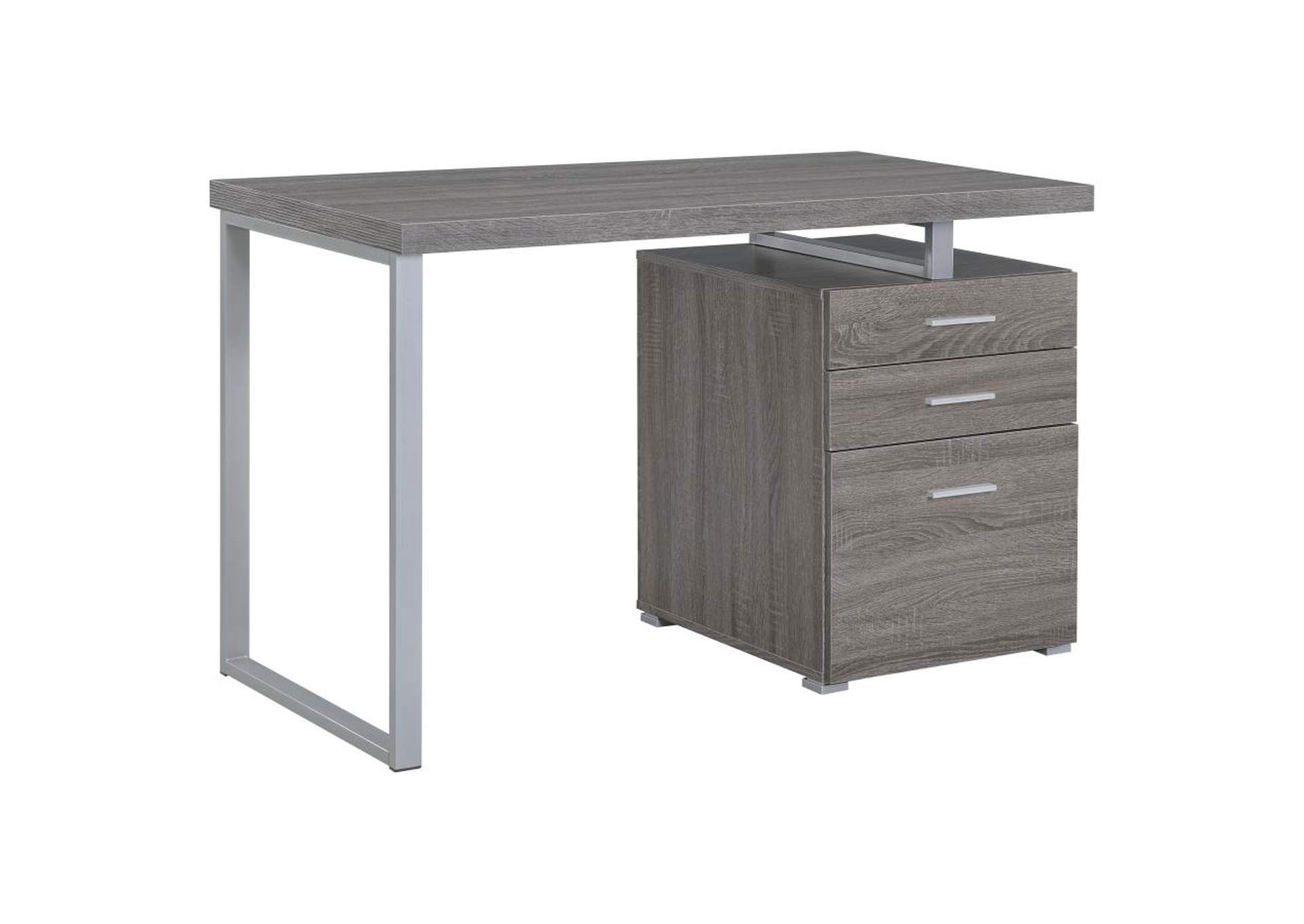 3-drawer Brennan Office Desk Weathered Grey,Coaster Furniture