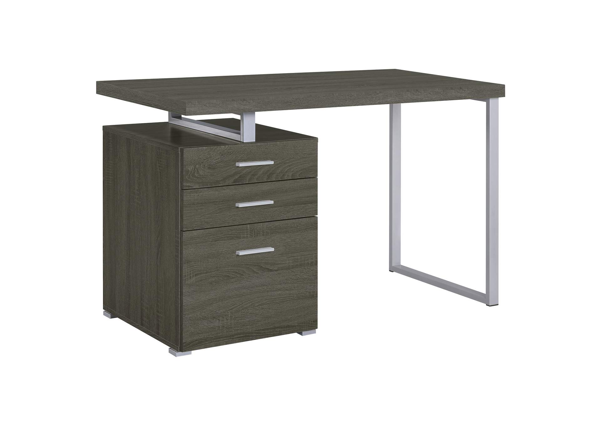 Brennan 3-drawer Office Desk Weathered Grey,Coaster Furniture