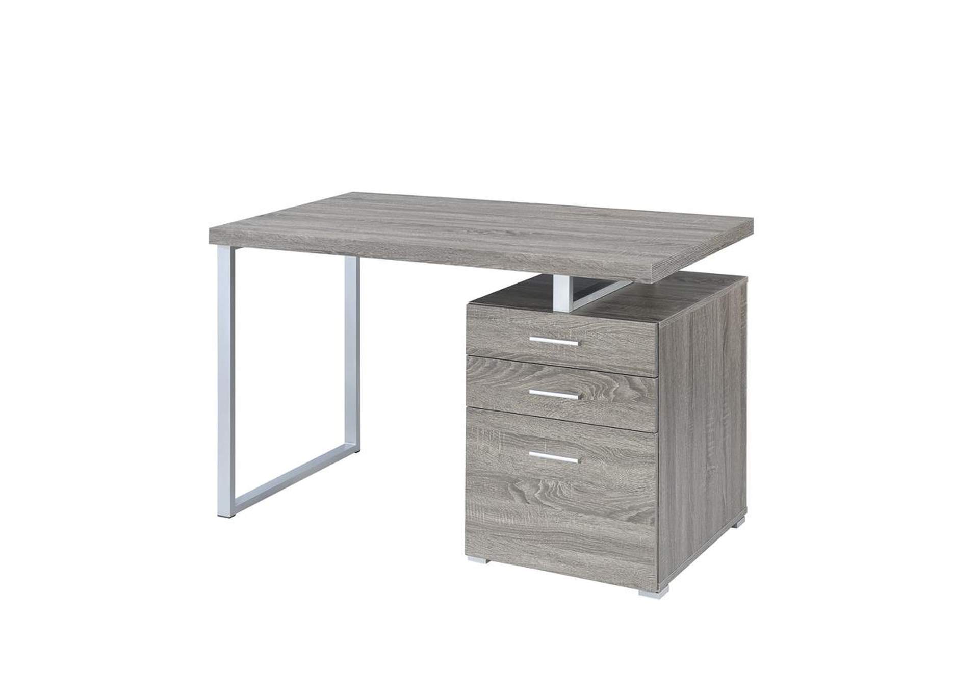 3-drawer Brennan Office Desk Weathered Grey,Coaster Furniture