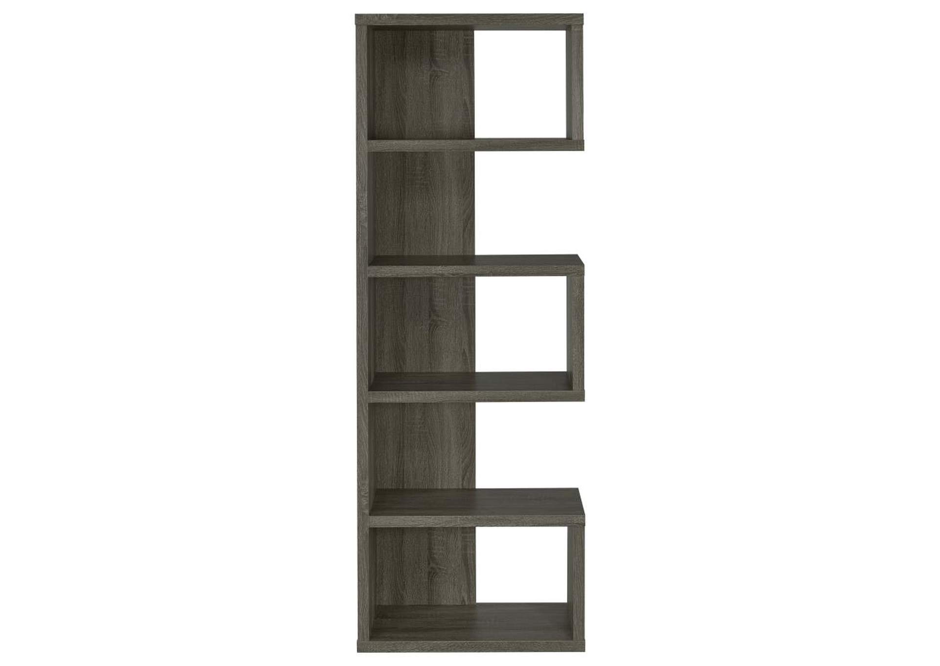 Joey 5 - tier Bookcase Weathered Grey,Coaster Furniture