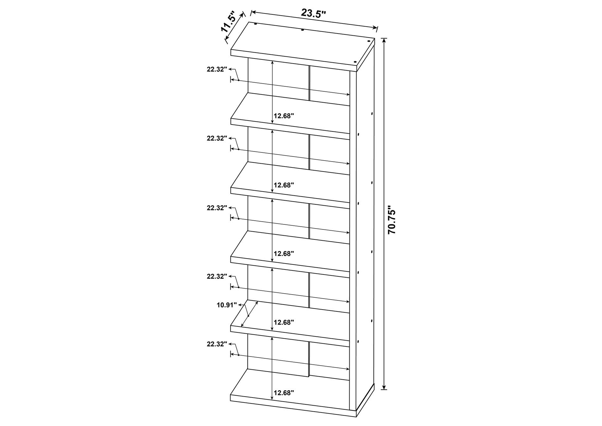 Harrison 5-tier Bookcase Weathered Grey,Coaster Furniture