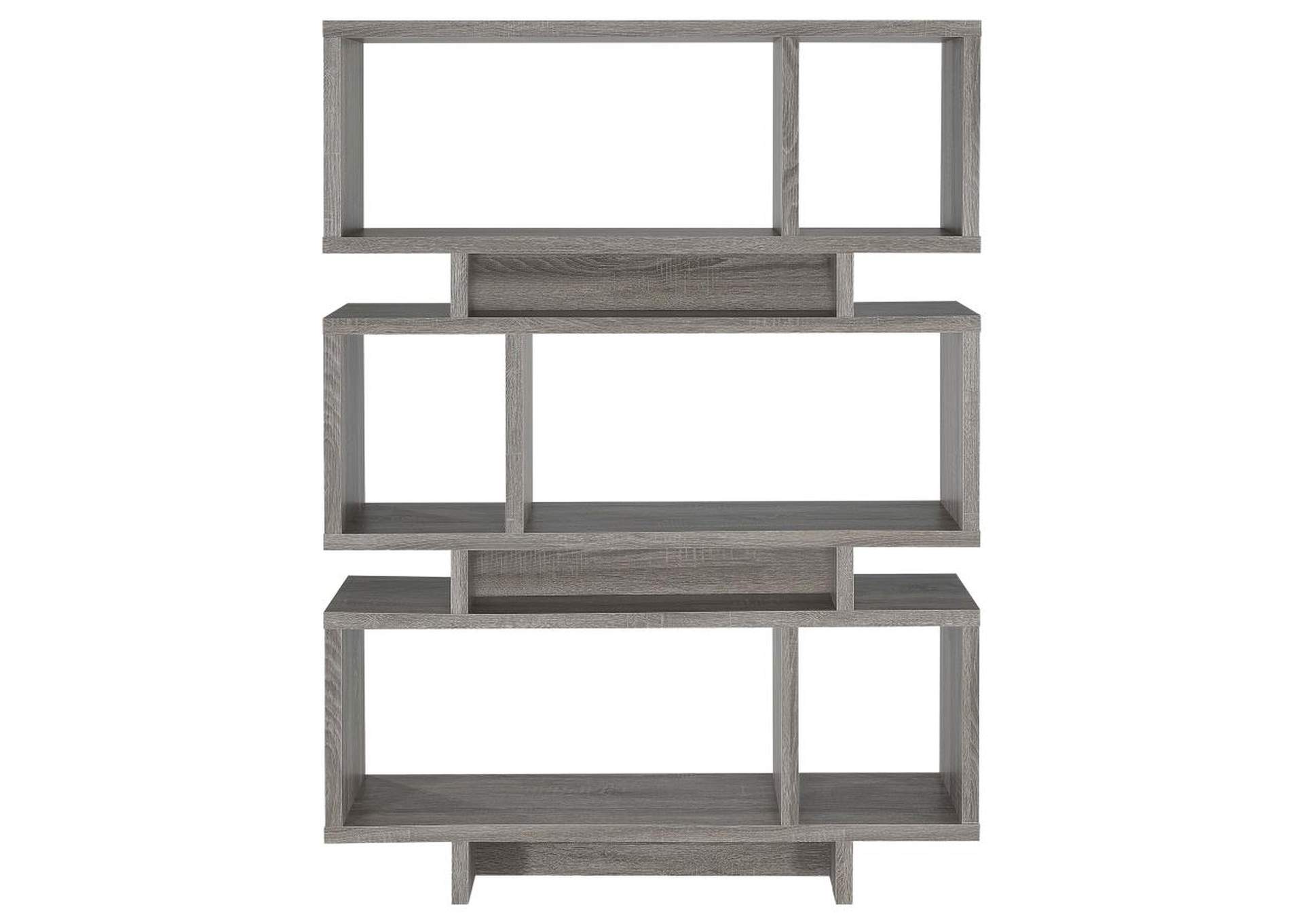 Reid 3-Tier Geometric Bookcase Weathered Grey,Coaster Furniture