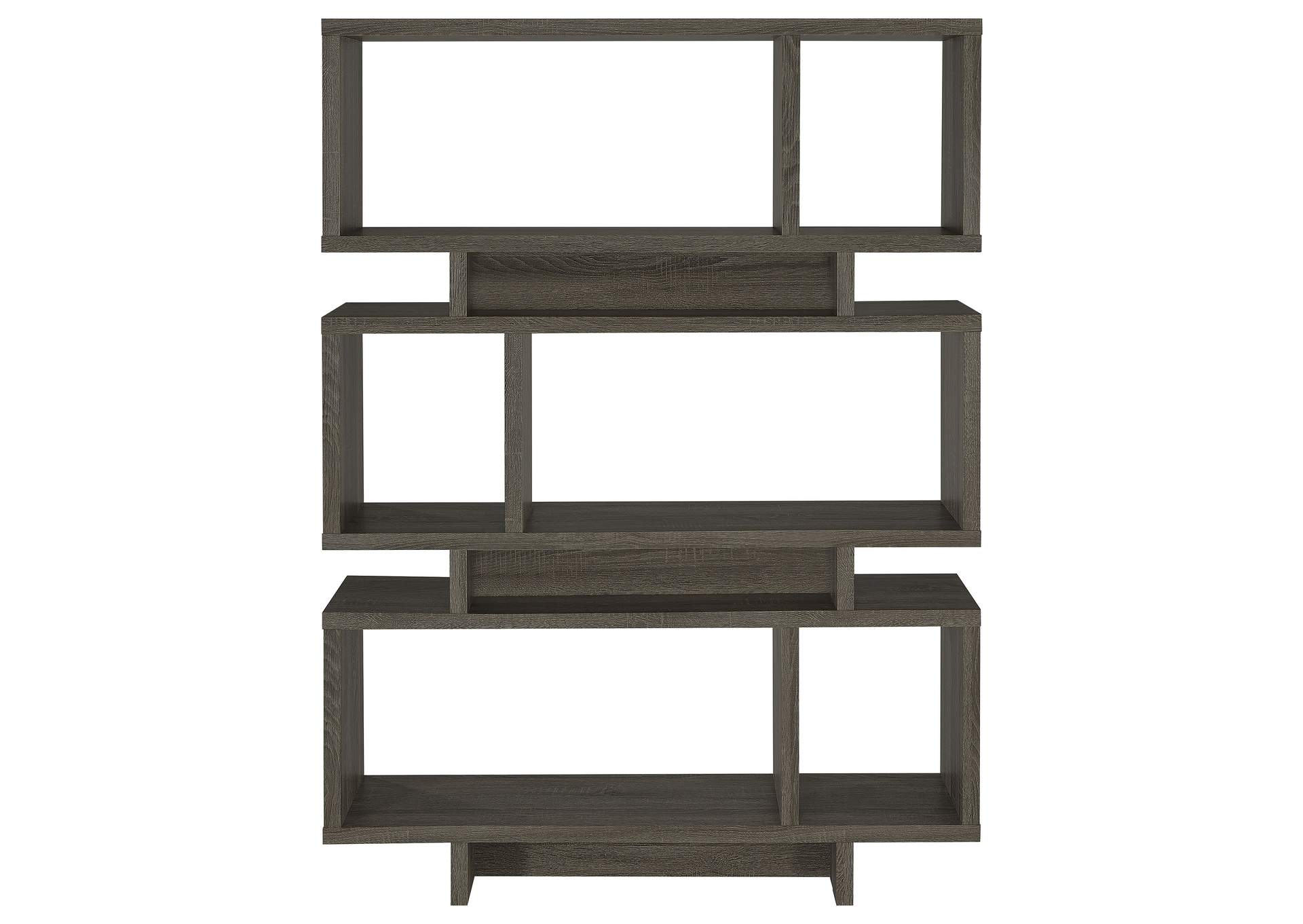 Reid 3-tier Geometric Bookcase Weathered Grey,Coaster Furniture