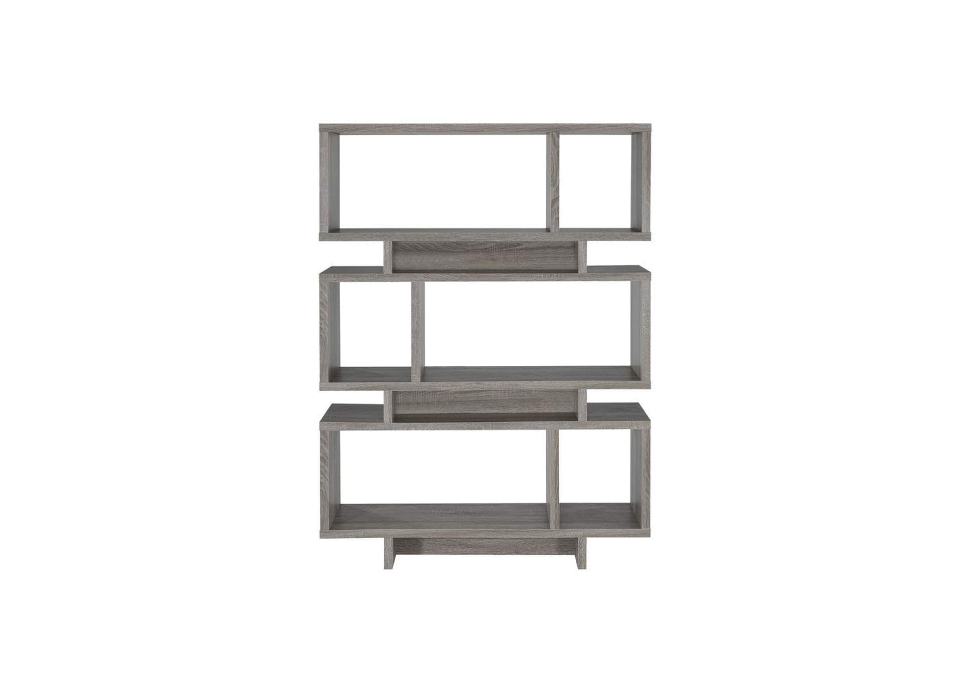 Reid 3-tier Geometric Bookcase Weathered Grey,Coaster Furniture