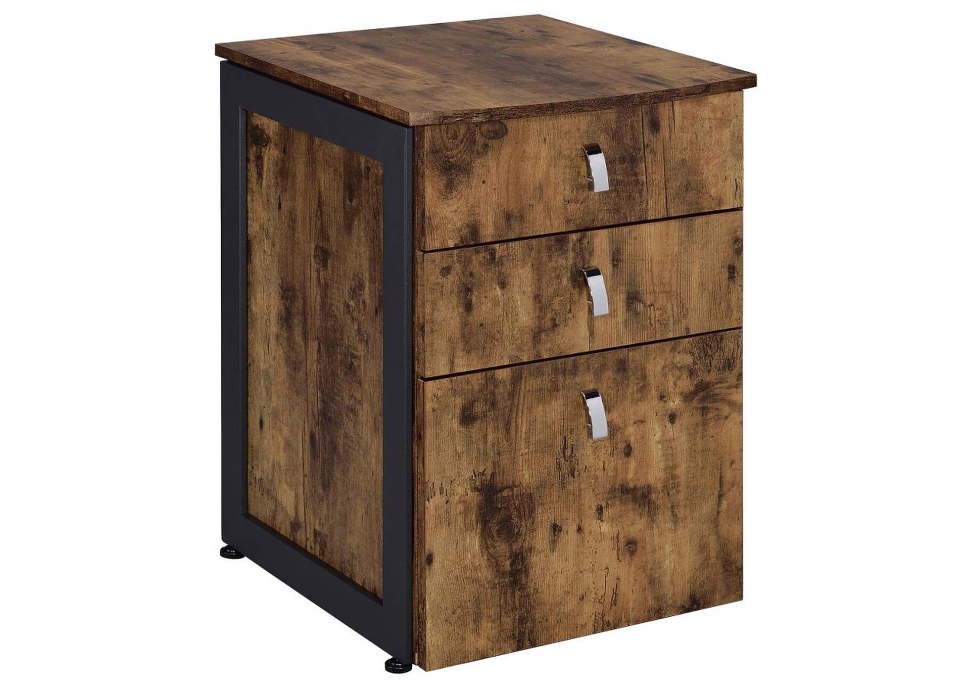Estrella 3-Drawer File Cabinet Antique Nutmeg And Gunmetal,Coaster Furniture
