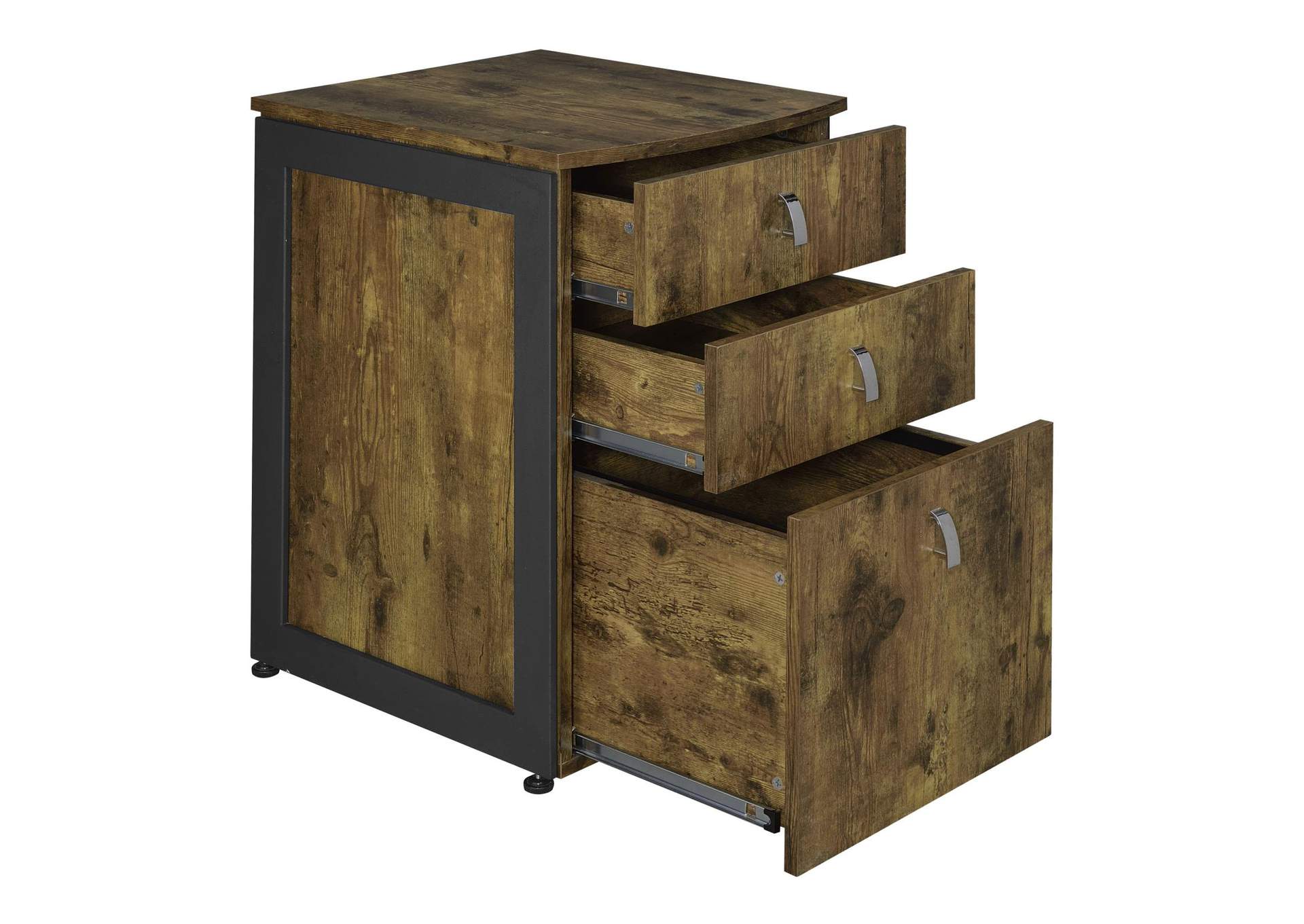 Estrella 3-drawer File Cabinet Antique Nutmeg and Gunmetal,Coaster Furniture