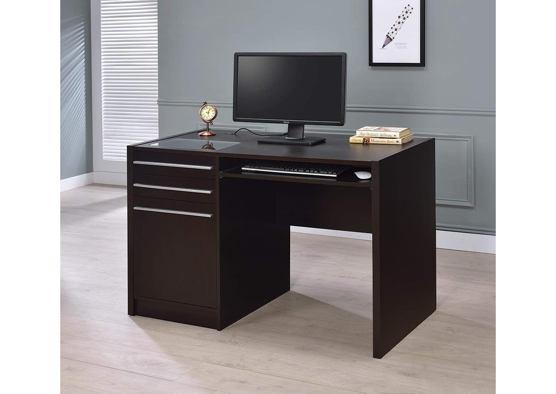 Halston 3-drawer Rectangular Connect-it Office Desk Cappuccino,Coaster Furniture