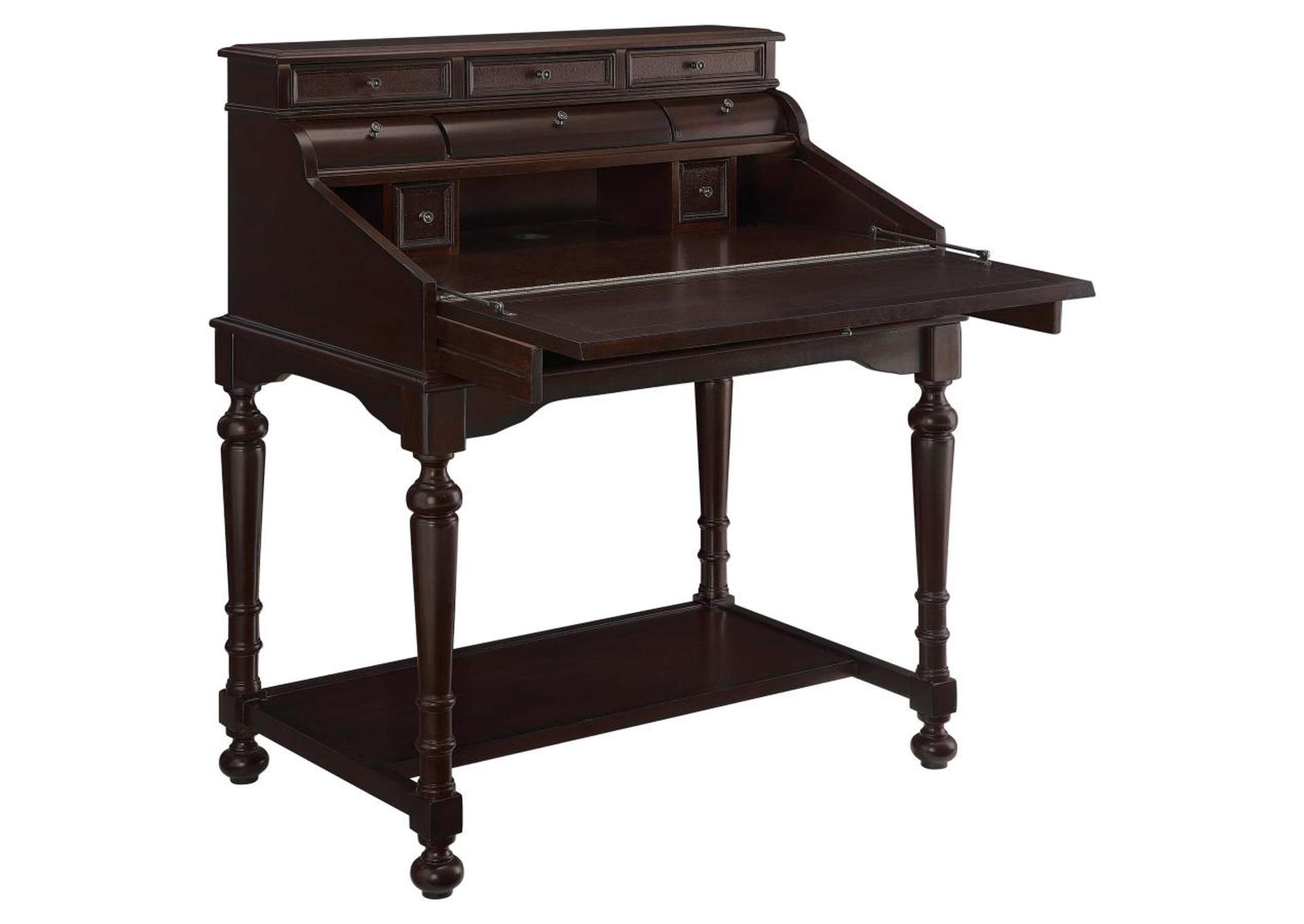 Milo 10-Drawer Secretary Desk Warm Brown,Coaster Furniture