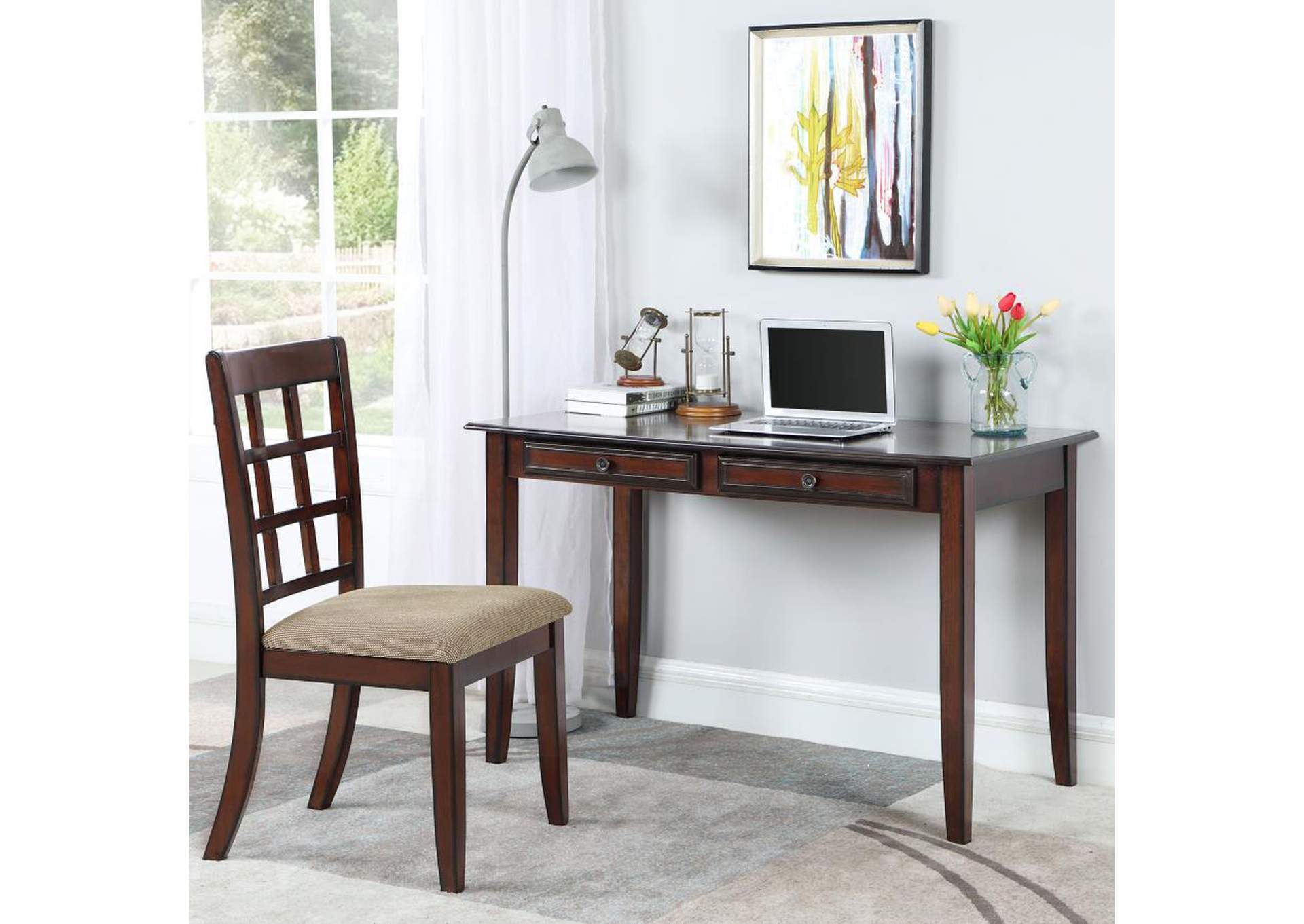 Newton 2-piece Writing Desk Set Chestnut and Tan,Coaster Furniture