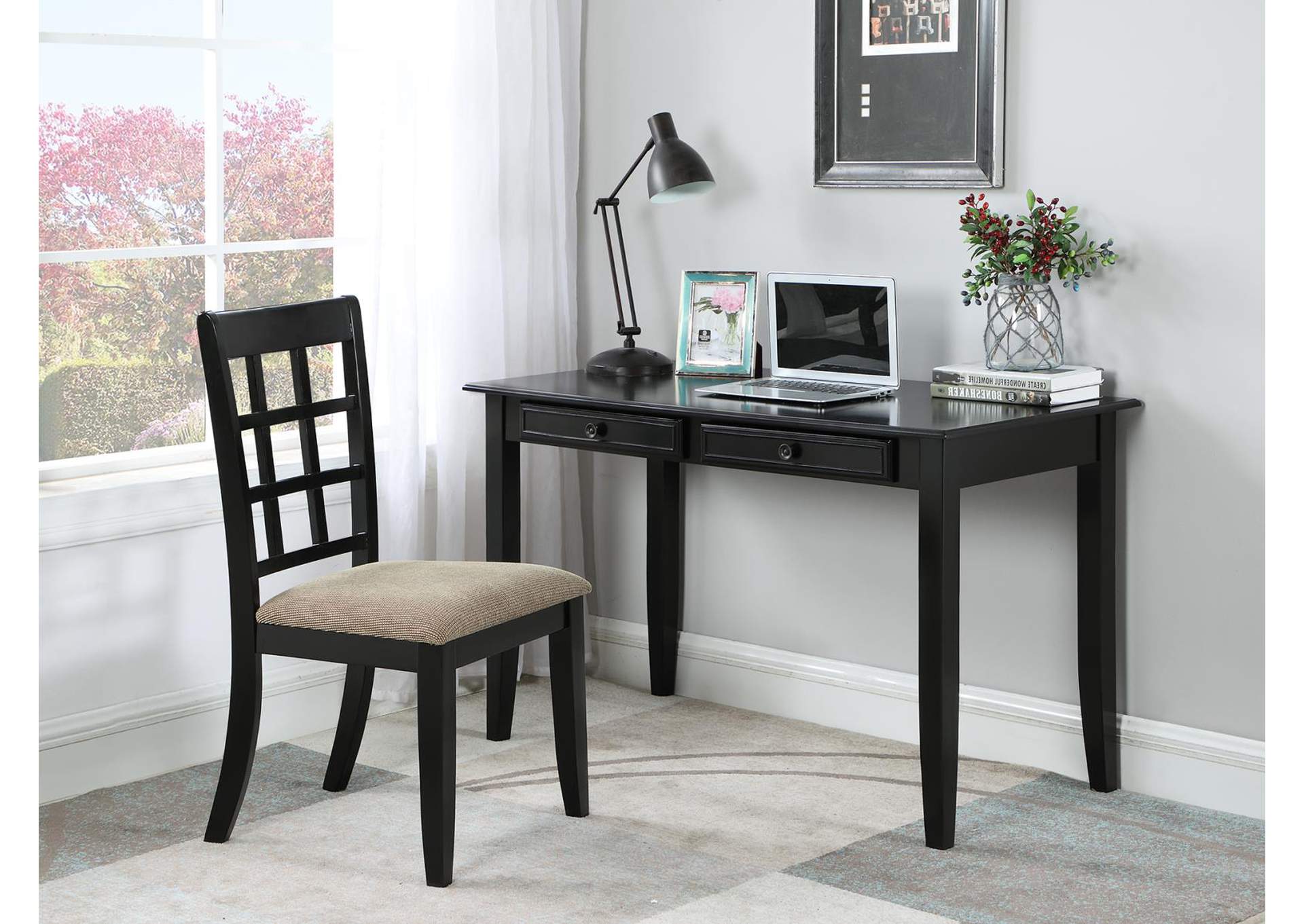 Newton 2-piece Writing Desk Set Black and Tan,Coaster Furniture