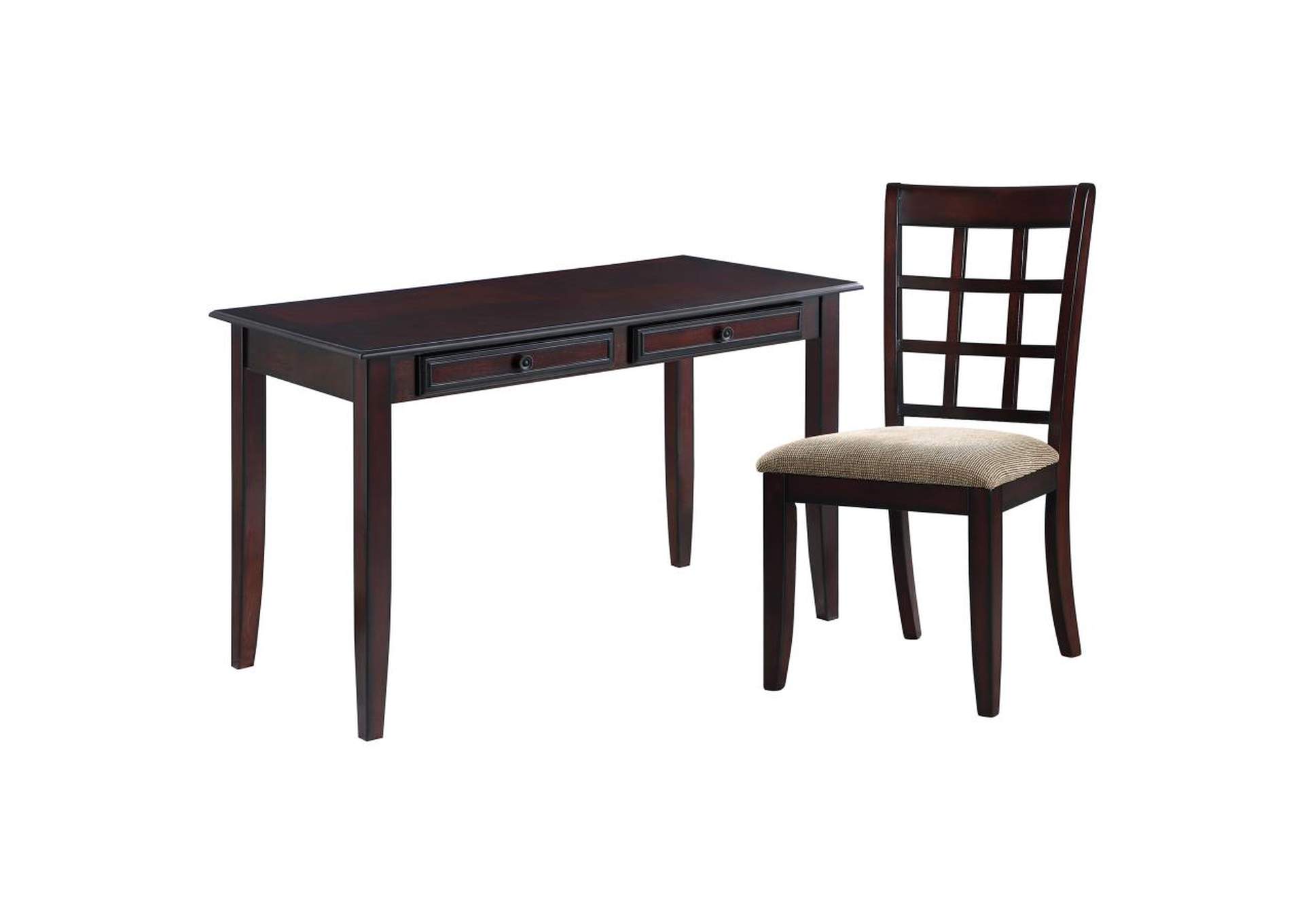 Newton 2 - piece Writing Desk Set Dark Amber and Tan,Coaster Furniture