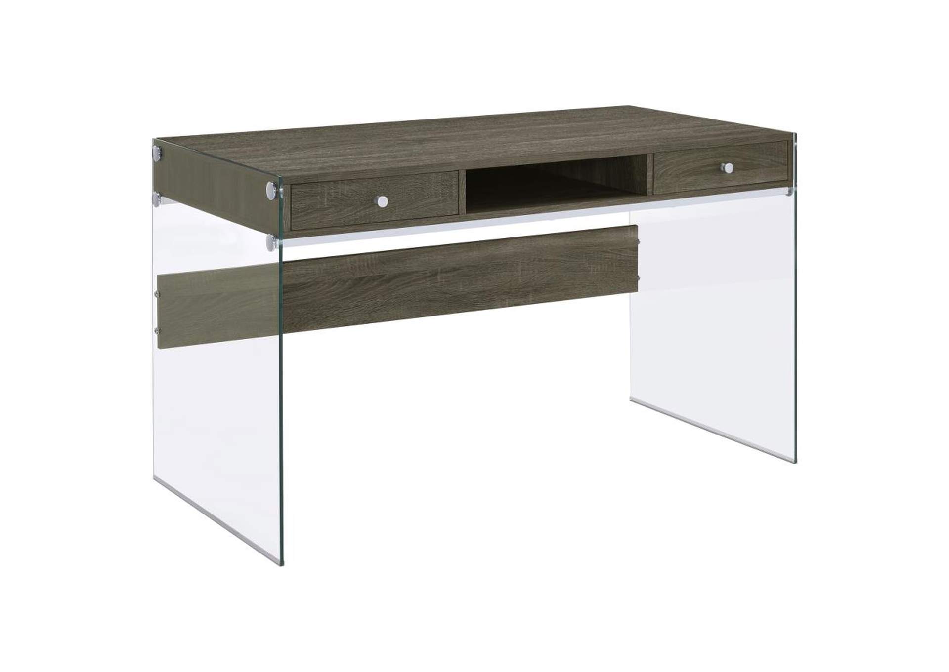 Dobrev 2 - drawer Writing Desk Weathered Grey and Clear,Coaster Furniture