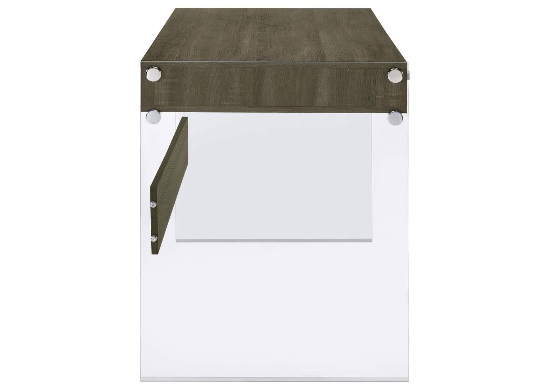 Dobrev 2-Drawer Writing Desk Weathered Grey And Clear,Coaster Furniture