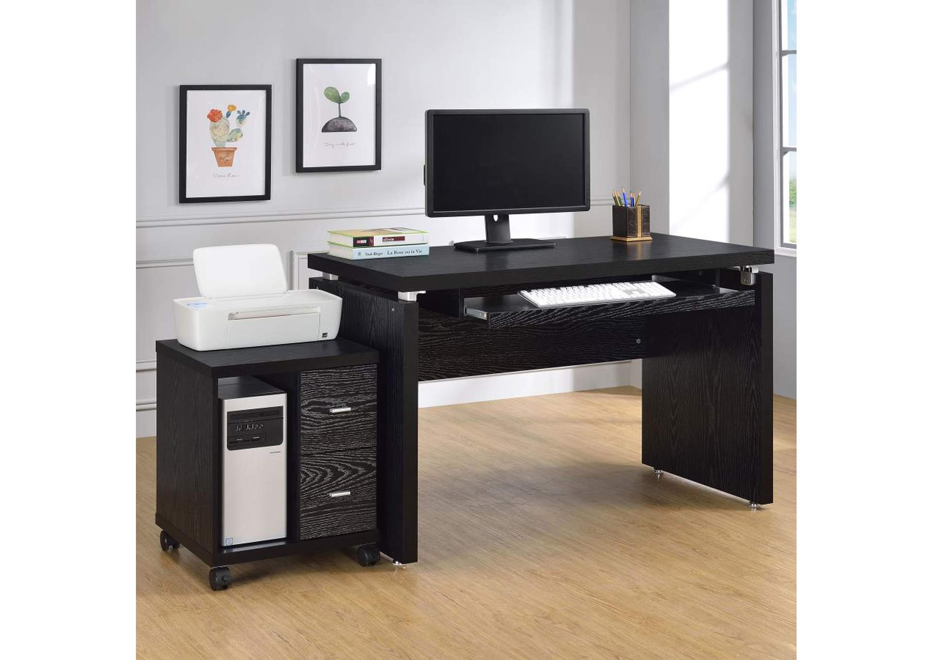 Russell Computer Desk With Keyboard Tray Black Oak,Coaster Furniture