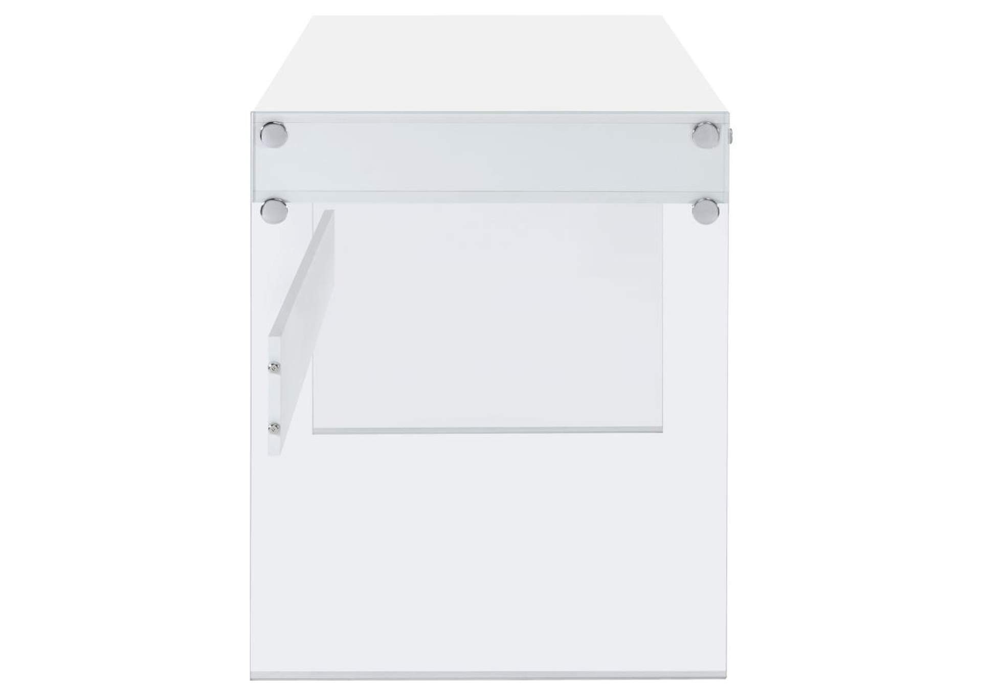 Dobrev 2-Drawer Writing Desk Glossy White And Clear,Coaster Furniture
